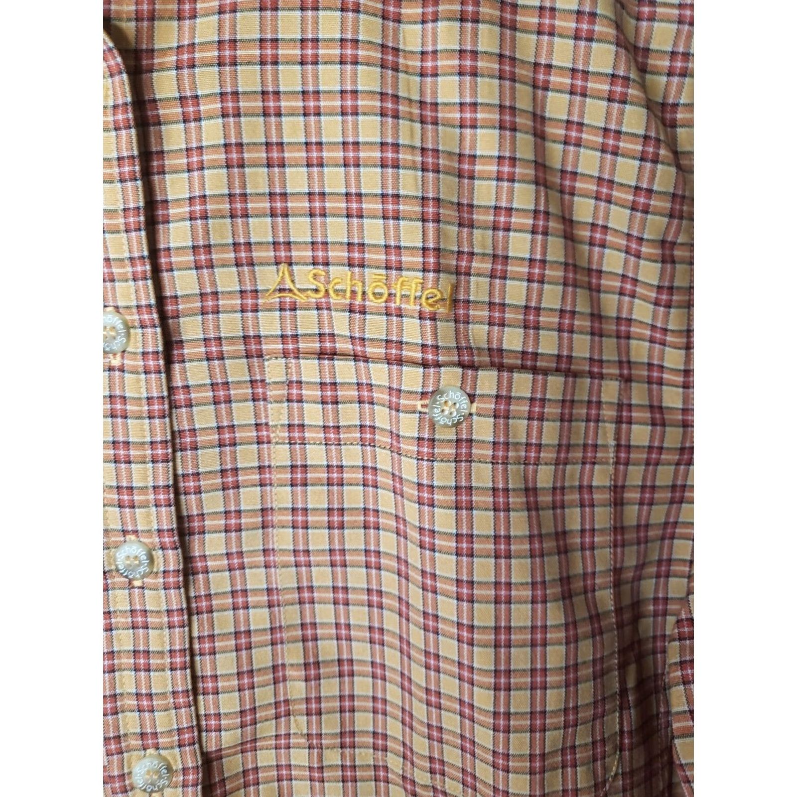 Vintage VINTAGE Schoffel Women's Long Sleeve Button Down Check Shirt M Orange Size M / US 6-8 / IT 42-44 - 5 Thumbnail