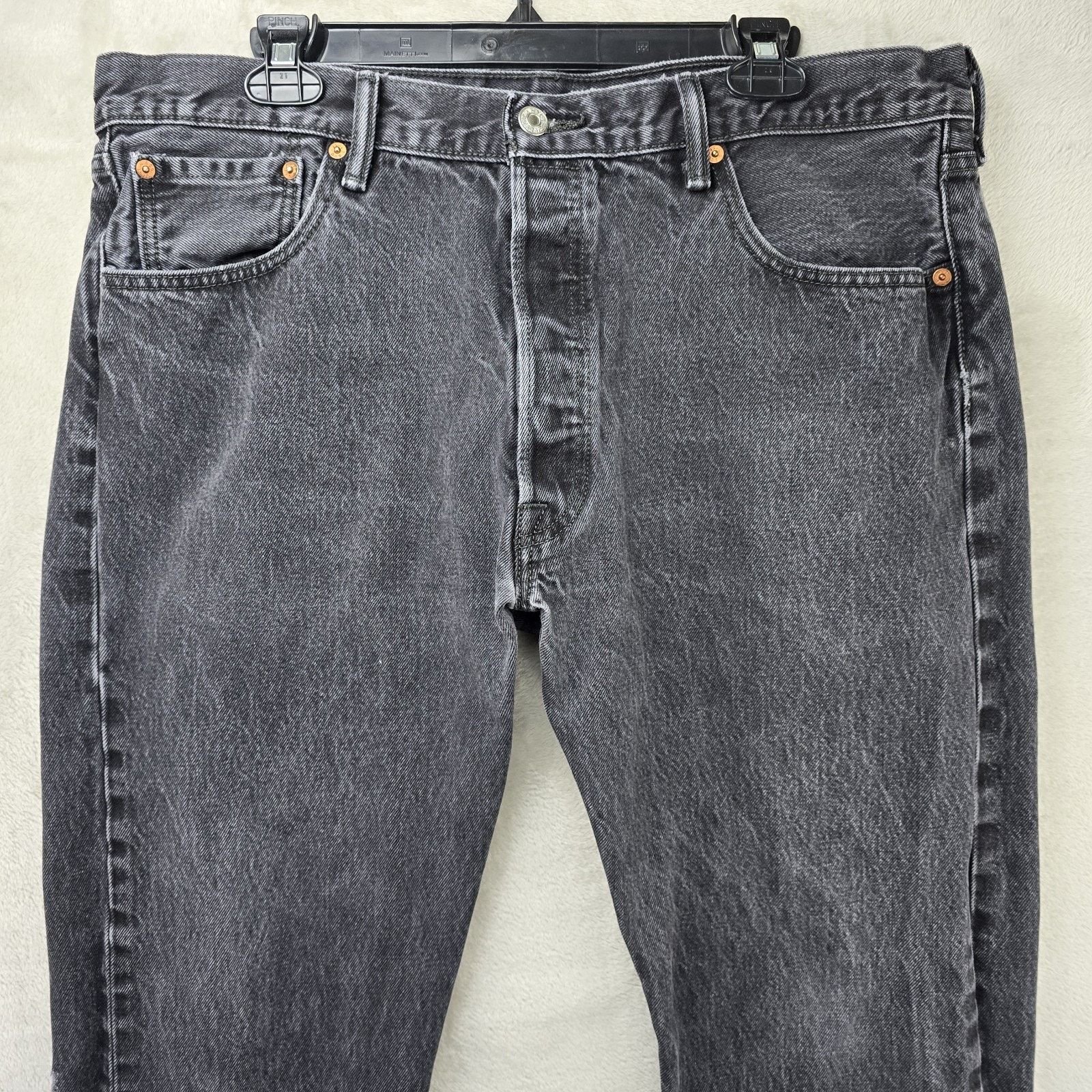 Levi's Levis 501 Mens Black Button Fly Jeans 38x31 Straight Leg Size US 38 / EU 54 - 2 Thumbnail