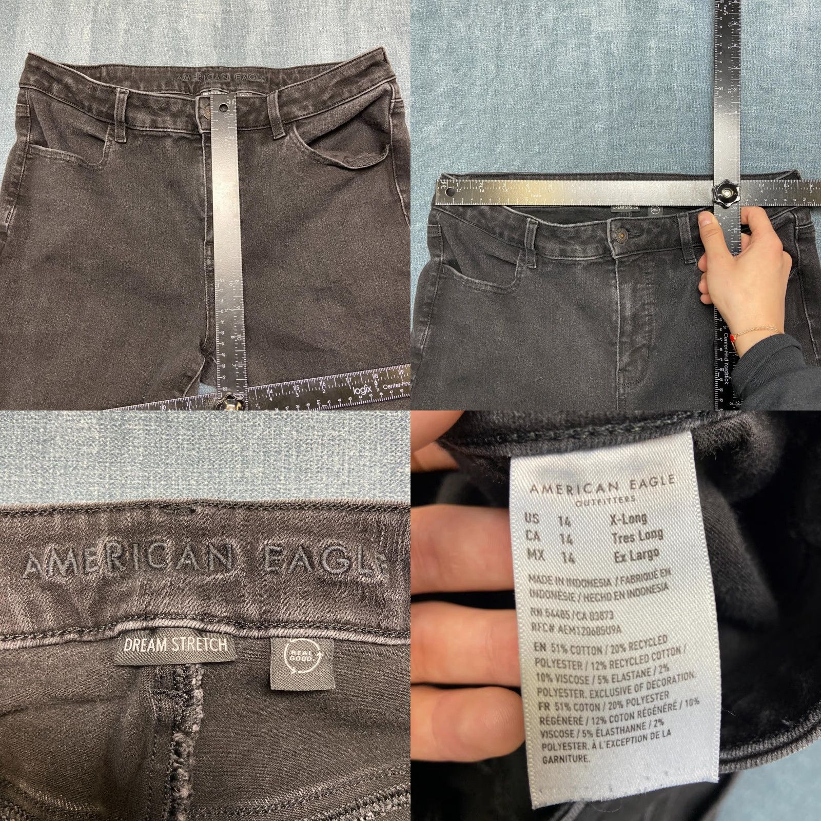 American Eagle Outfitters VINTAGE American Eagle Outfitters Jeans Womens 14 31x29.5 Black Denim High Rise Skinny Leg Size 36" / US 14 / IT 50 - 8 Thumbnail