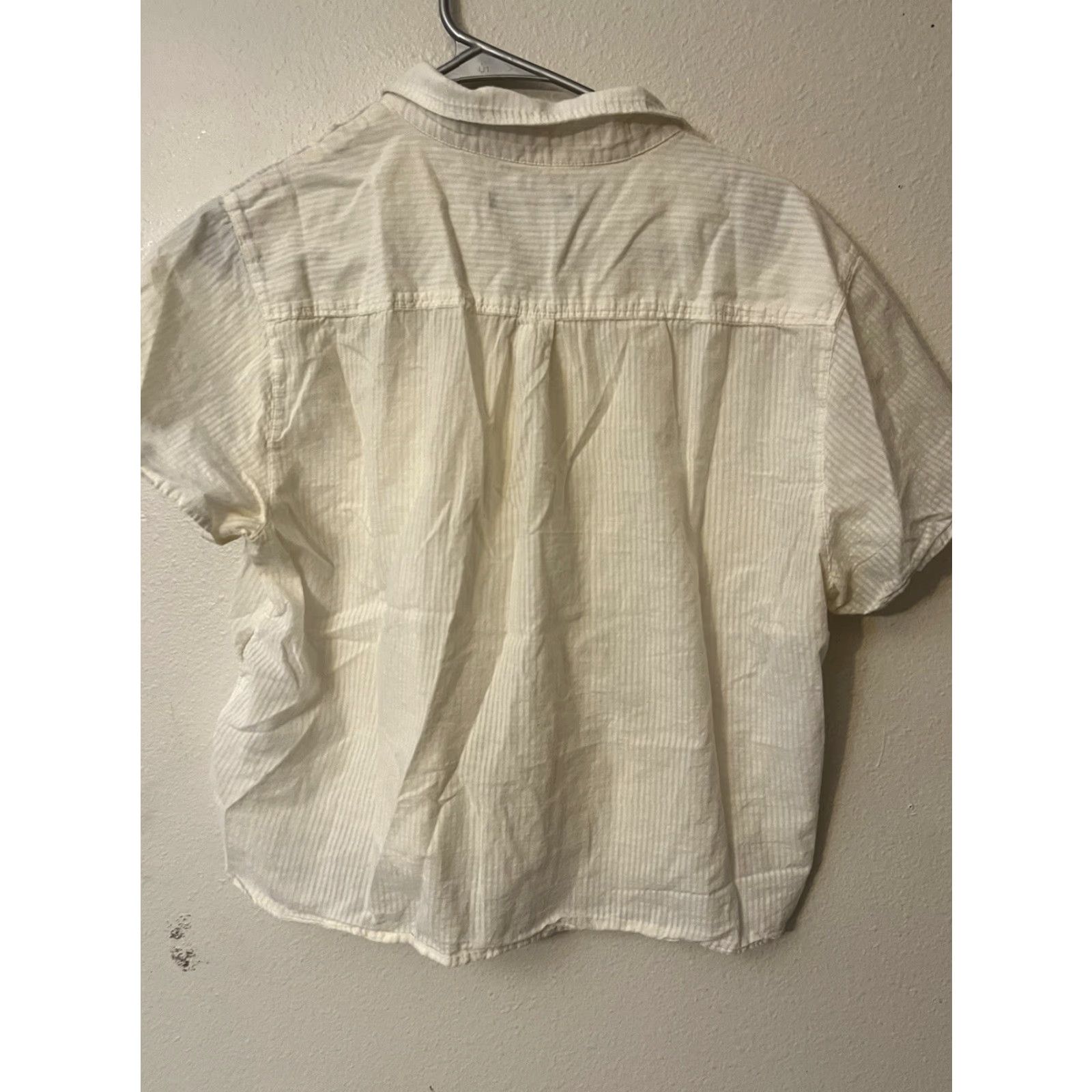 Abercrombie & Fitch Abercrombie & Fitch Button-Up Ivory Short Sleeve Blouse L Womens Plain Solid Casual Beach Preppy Vintage No Size L / US 10 / IT 46 - 3 Thumbnail