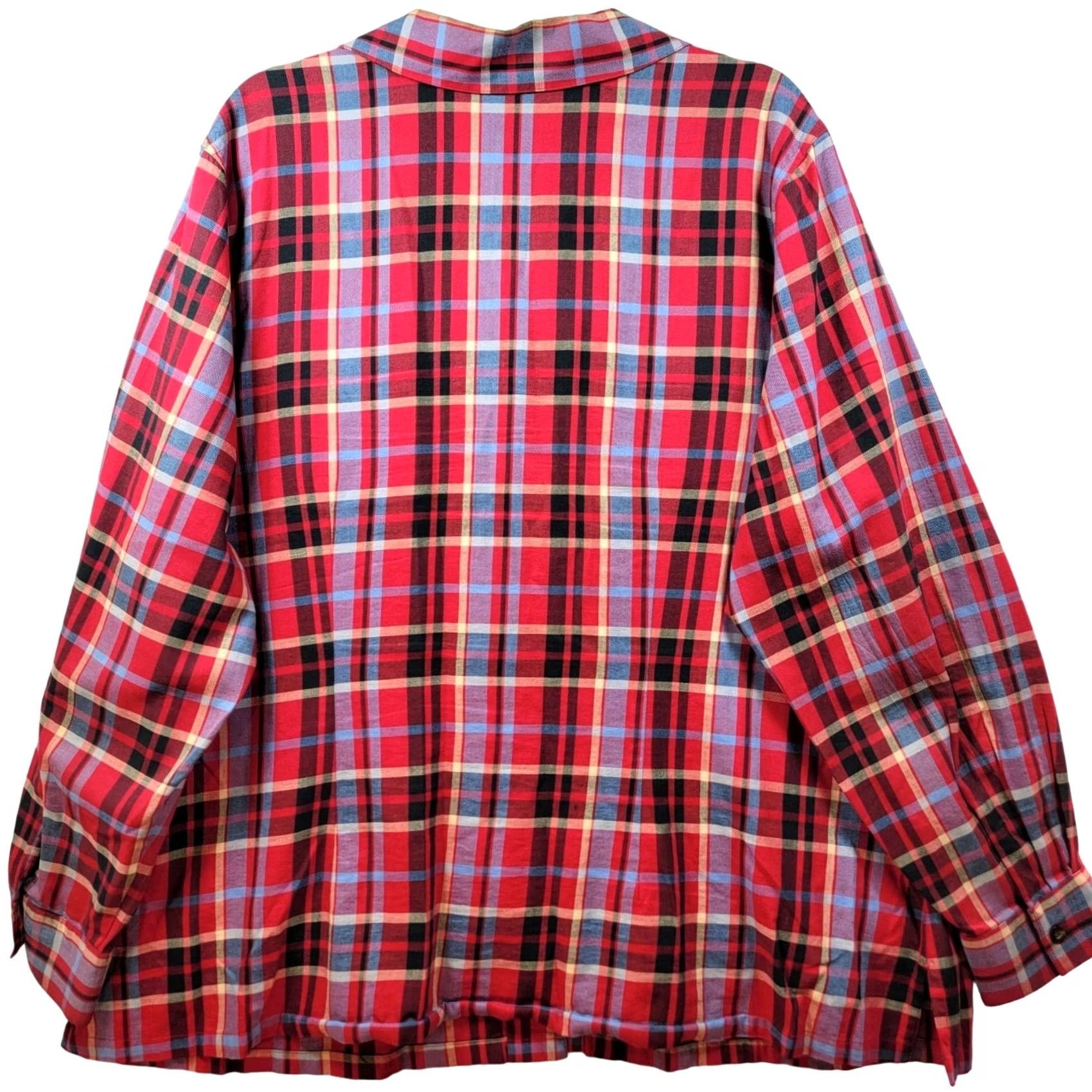 Vintage Stain Resistant Red Plaid Button Shirt Womens 3X Pockets Long Sleeve Tunic Size XXL / US 16-18 / IT 52-54 - 2 Thumbnail