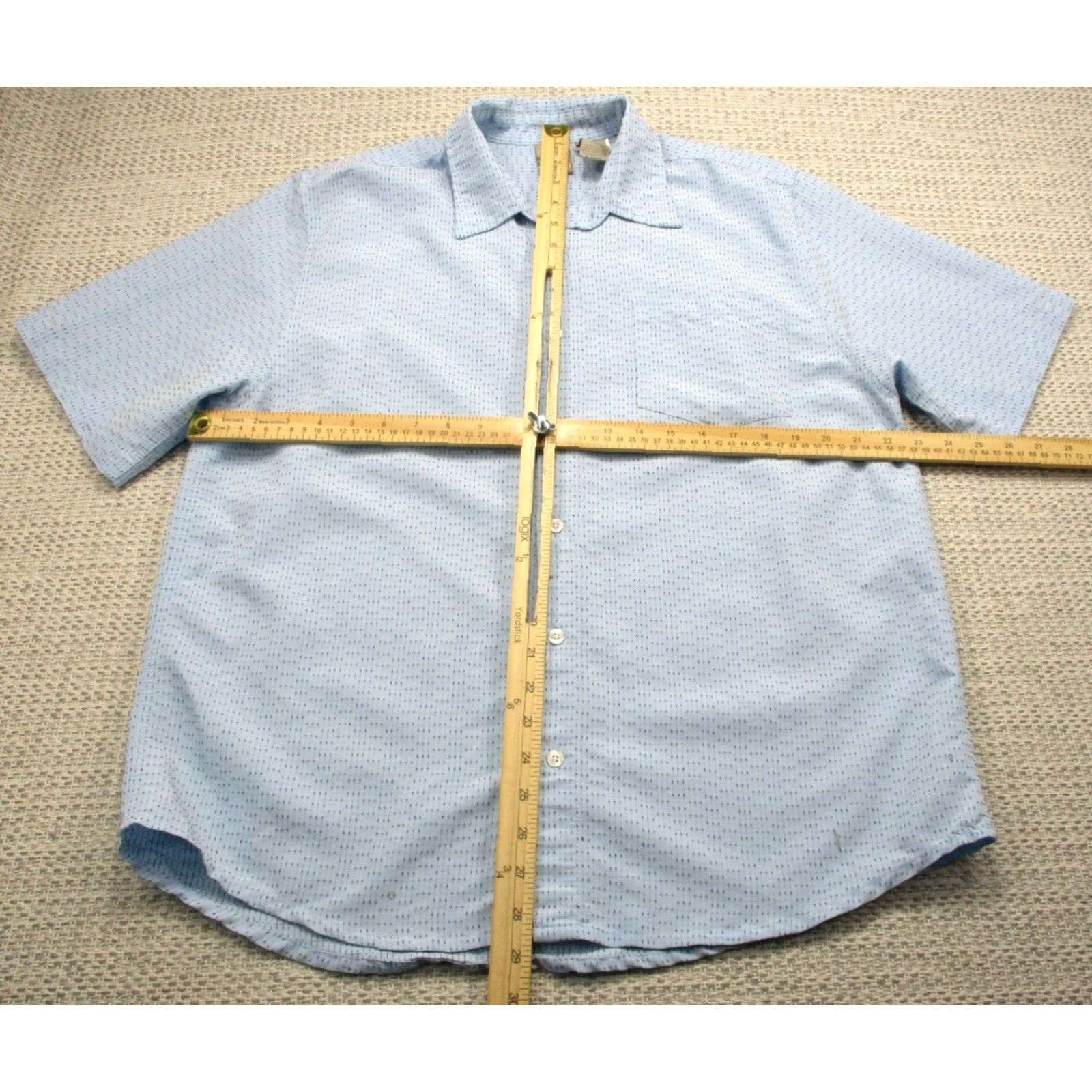 Ocean Pacific OP Ocean Pacific Button-Up Shirt Men L Short Sleeve Blue Textured Size US L / EU 52-54 / 3 - 7 Thumbnail