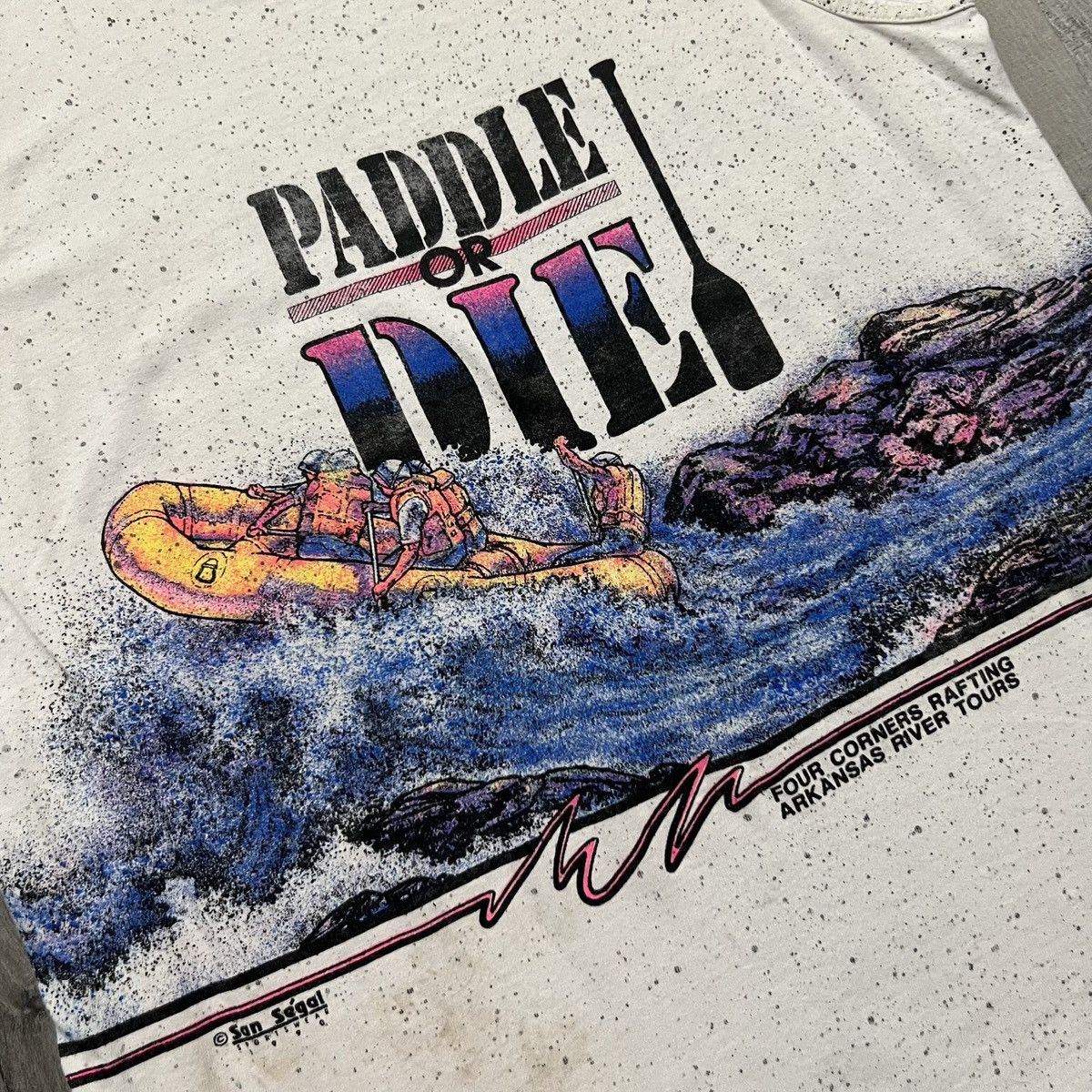 Vintage VTG Paddle Or Die 1990 Rafting White Water Rapids Tank Top Size US L / EU 52-54 / 3 - 2 Thumbnail