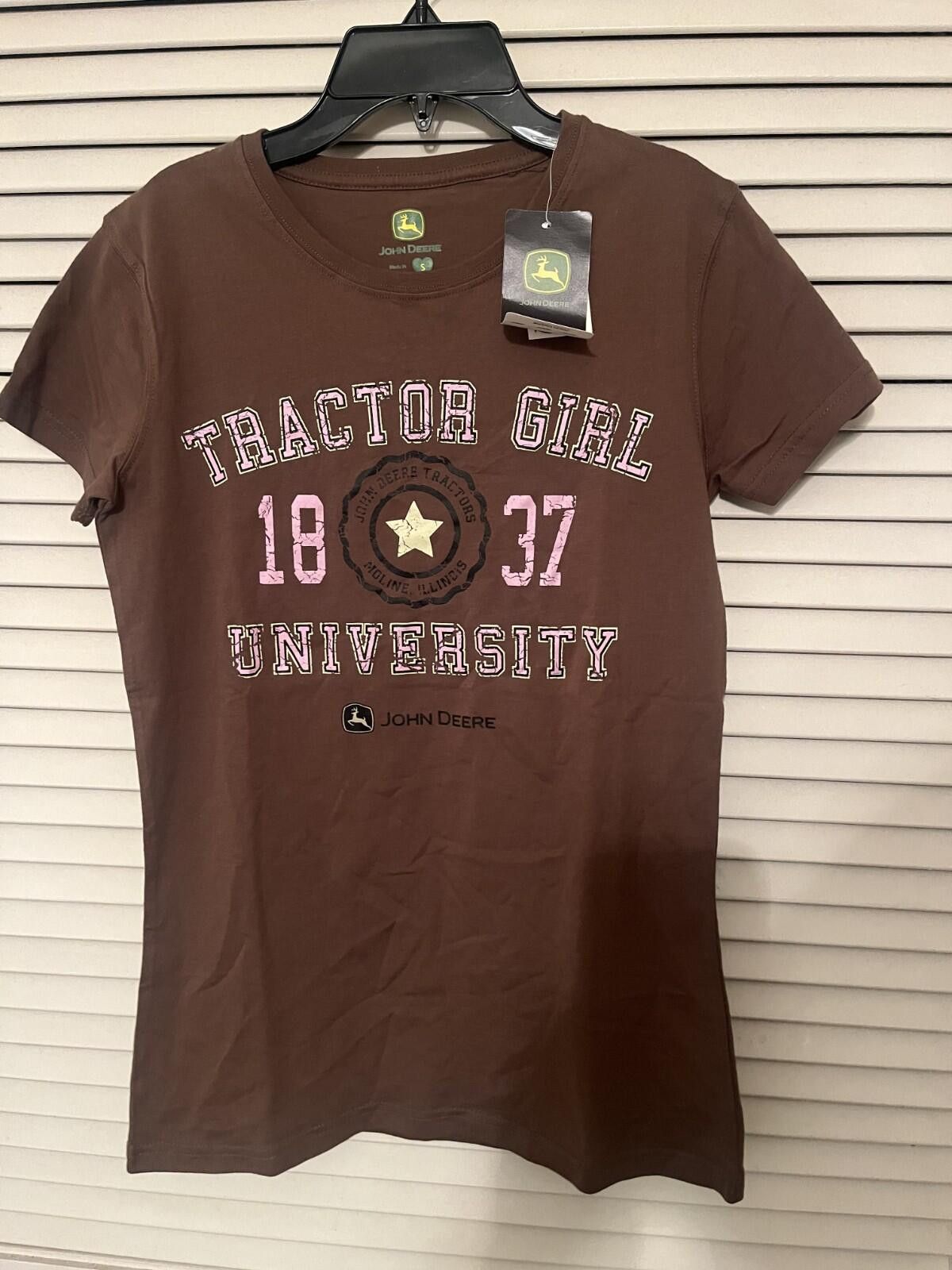 John Deere JOHN DEERE Brown & Pink Short Sleeve T-Shirt Small Women's Size S / US 4 / IT 40 - 1 Thumbnail