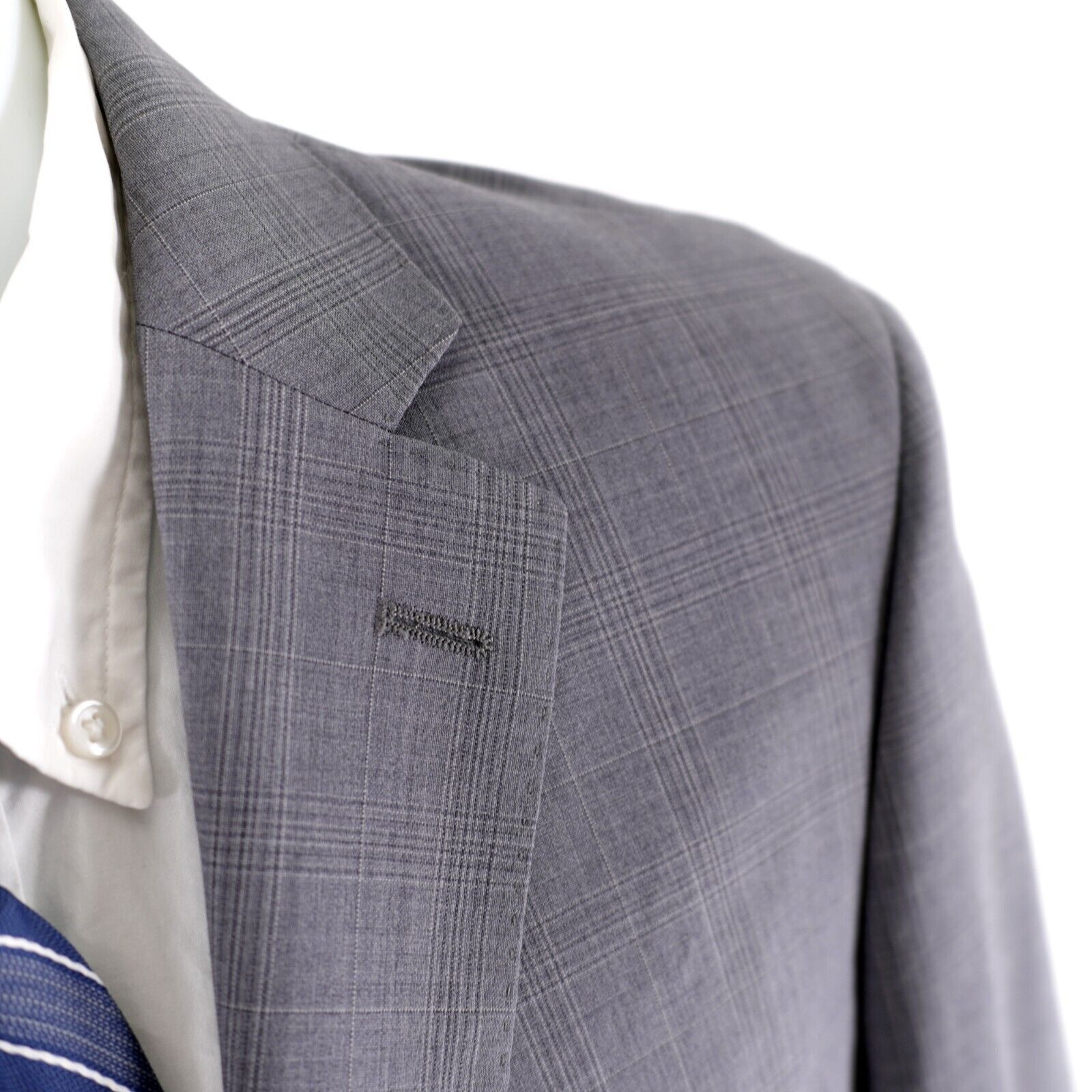 Calvin Klein Calvin Klein Wool Gray Plaid Windowpane 2 Button Blazer 38S Size 38S - 2 Thumbnail