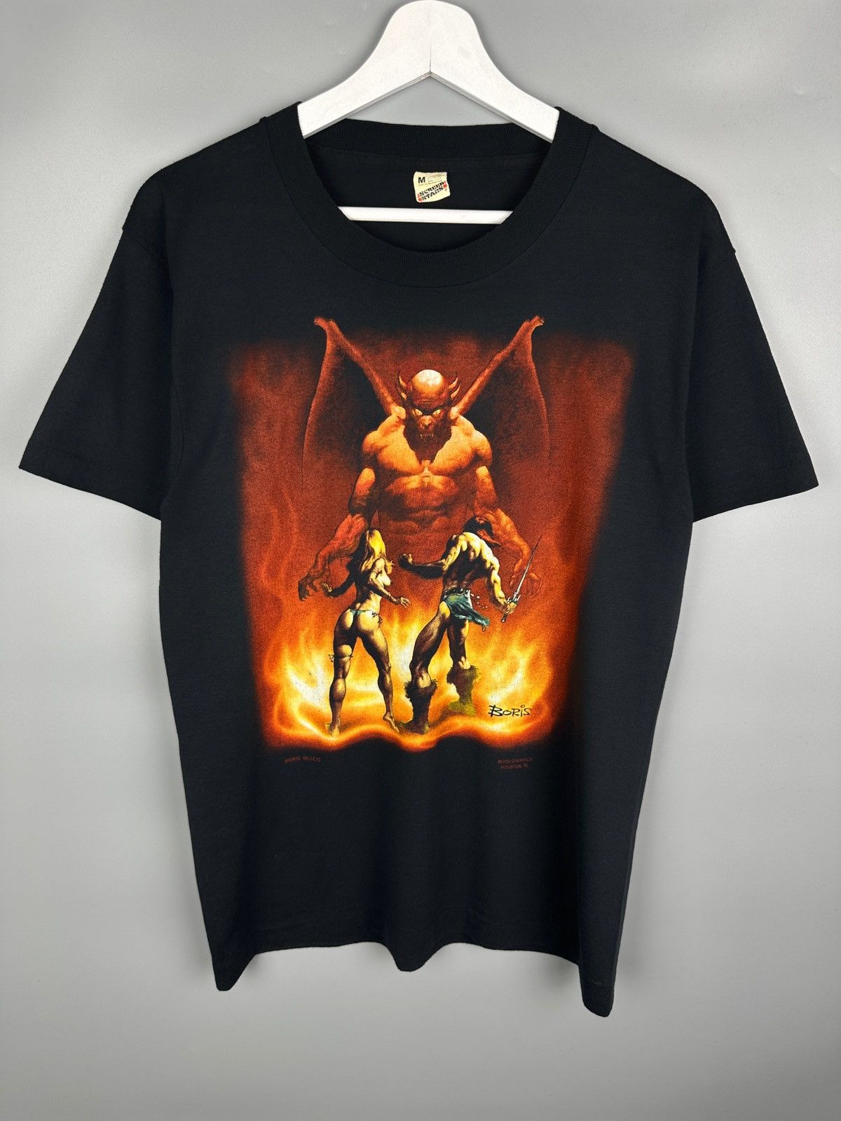 Vintage 80s Vintage Boris Vallejo Demon Devil Art Fantasy T Shirt Size US M / EU 48-50 / 2 - 1 Thumbnail