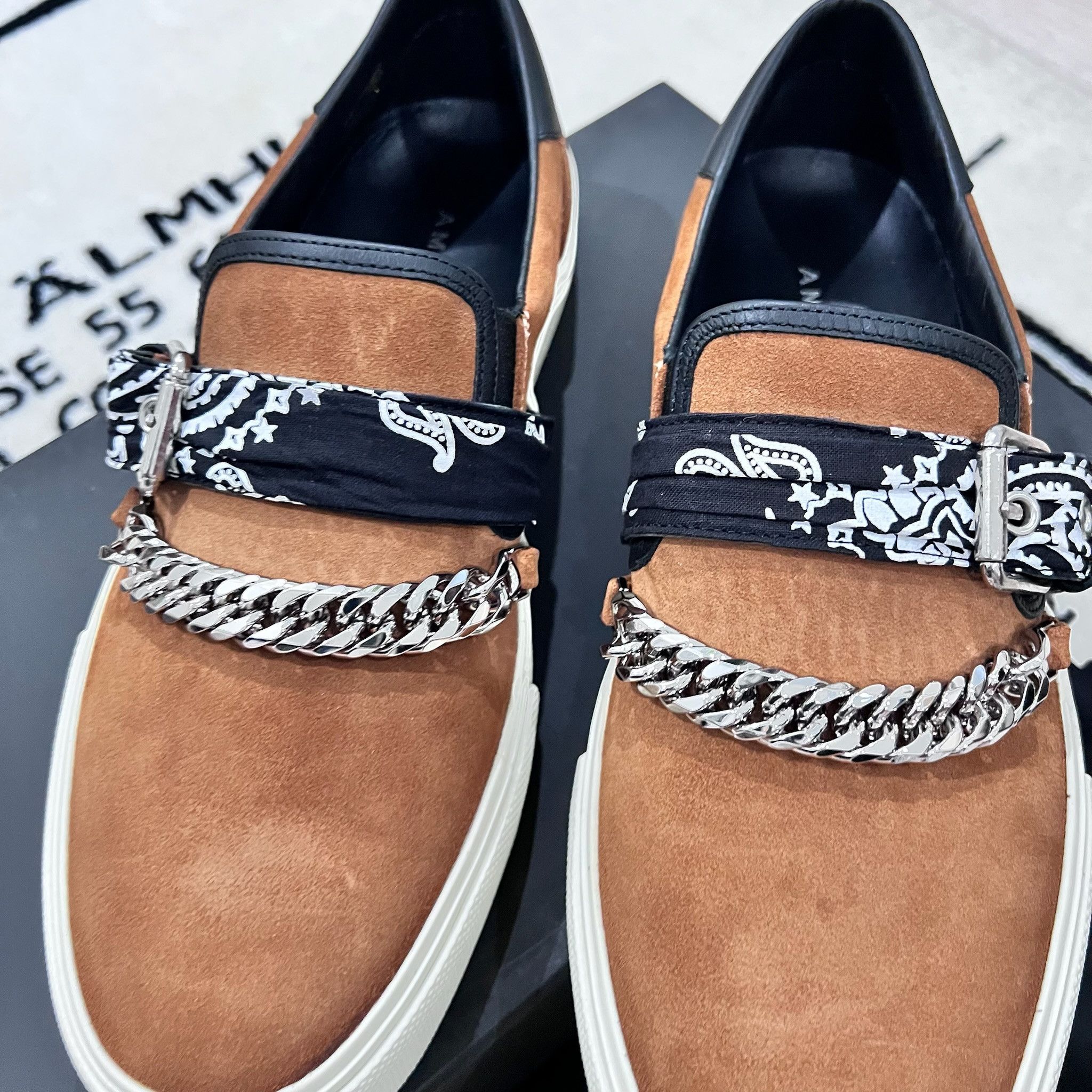 Amiri Amiri Bandana Buckle Chain Cognac Suede Leather Slip On Size US 9 / EU 42 - 9 Thumbnail