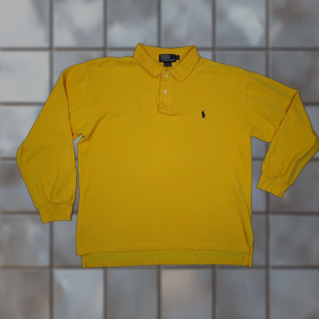 Polo Ralph Lauren Vintage Polo Ralph Lauren shirt Mens Large Yellow Polo Long Sleeve Blue Pony Size US L / EU 52-54 / 3 - 1 Thumbnail