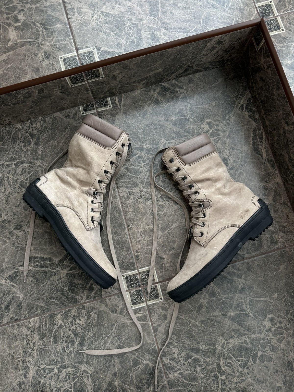 Tod's Tod’s Women’s Lace-Up Boots Beige Nubuck Leather Vibram Sole Size US 6.5 / IT 36.5 - 1 Thumbnail