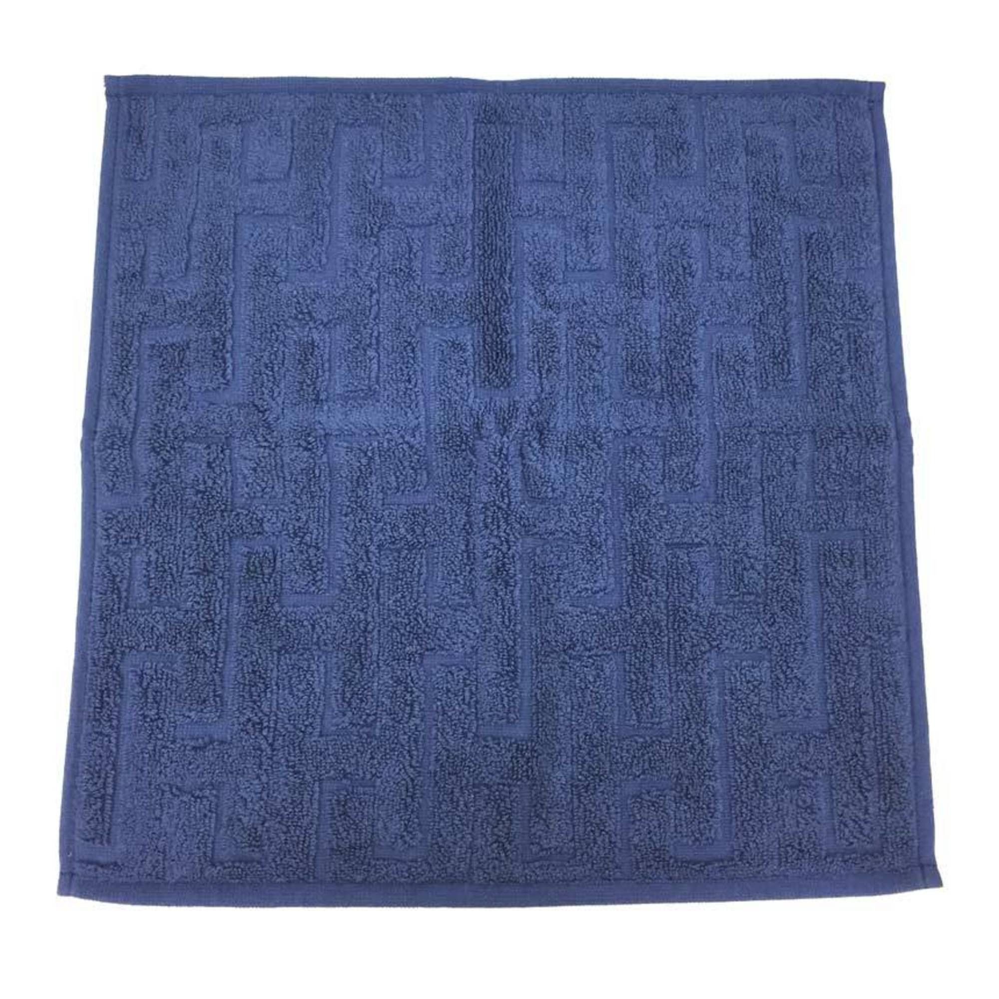 image of Hermes Carre Towel Steers 32 Handkerchief 100% Cotton Marine Navy Blue H Men's Women's Unisex