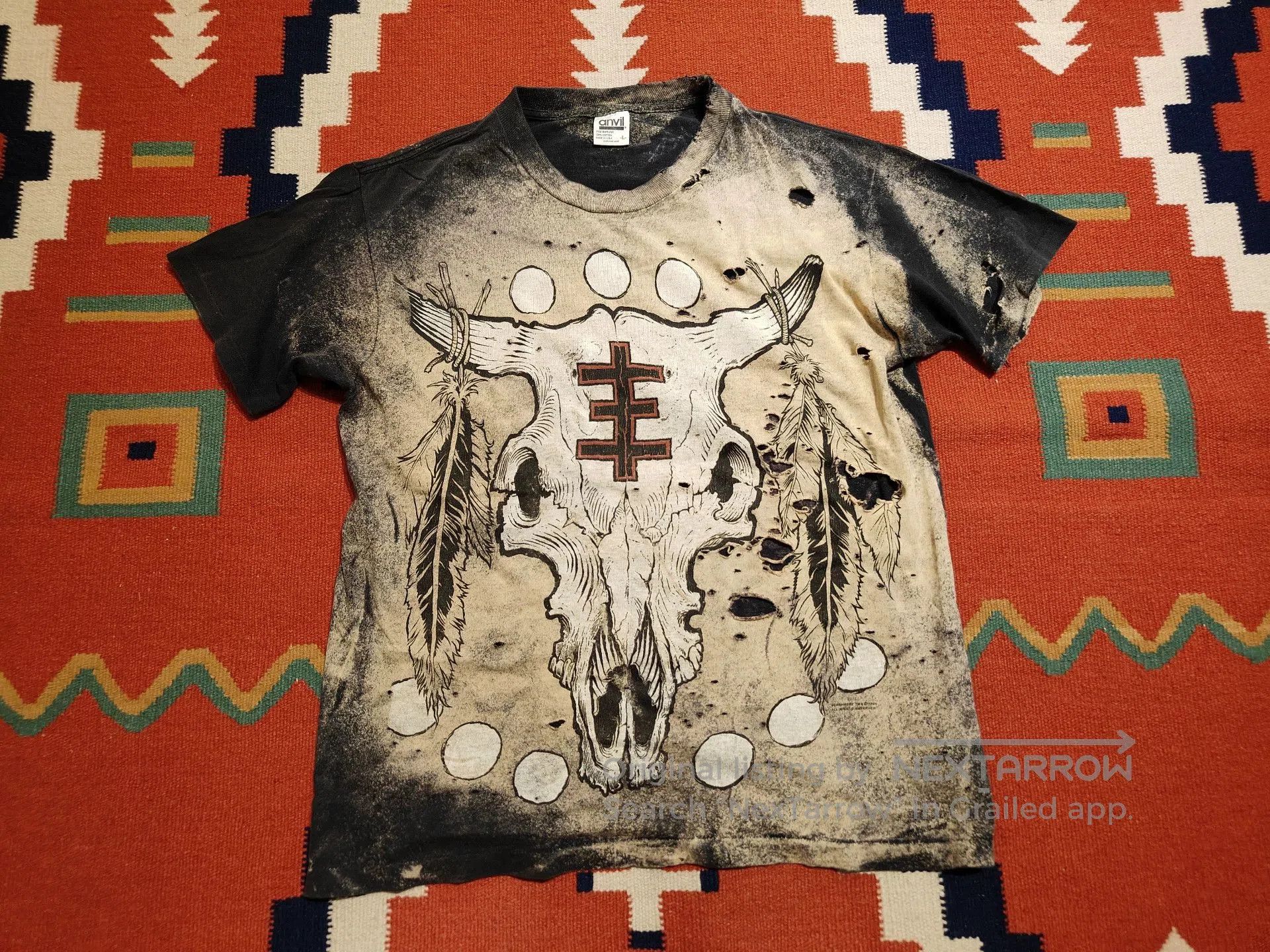 Vintage Vintage Anvil Skeleton Graphic Tee. Size US L / EU 52-54 / 3 - 1 Thumbnail