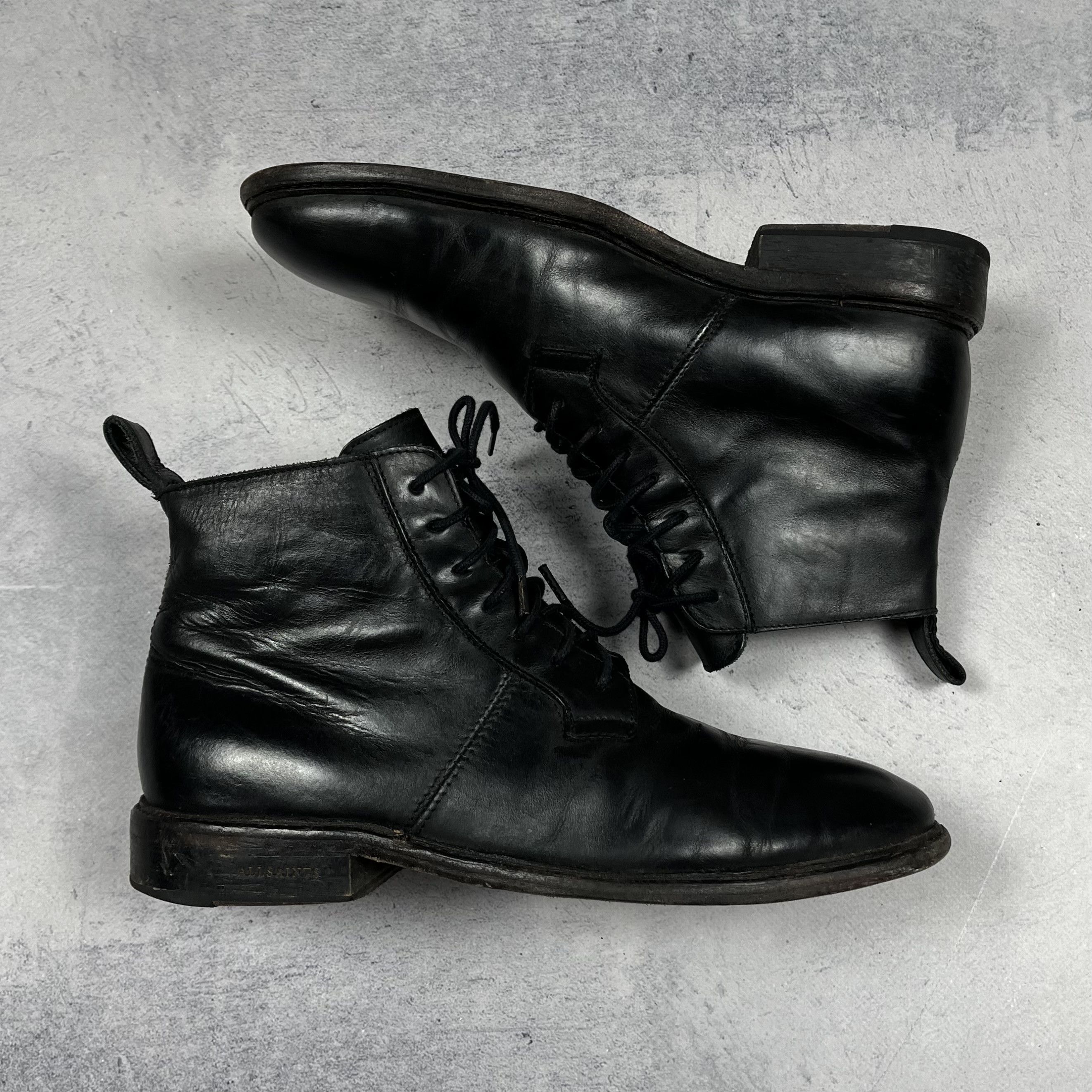 Allsaints Designer AllSaints Lace-Up Black Leather Boots Size US 8 / EU 41 - 4 Thumbnail