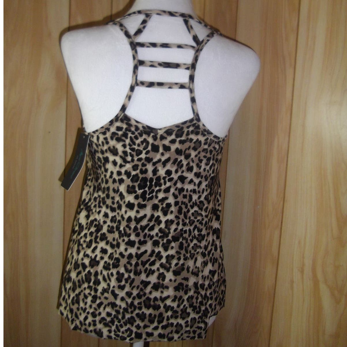 Other NWT Aqua Green Leopard Built in Bra Racerback Tankini Top S Size ONE SIZE - 2 Thumbnail