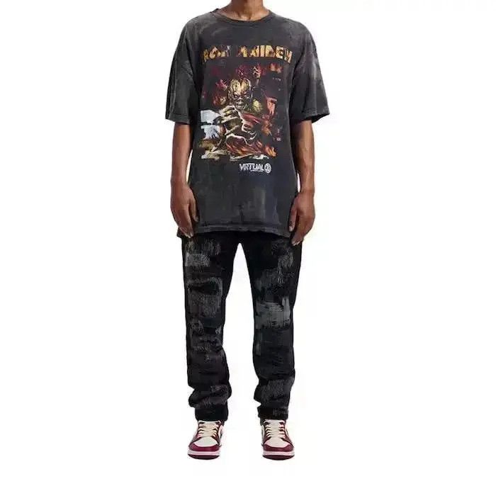 Japanese Brand Black Distressed Denim Jeans Size US 32 / EU 48 - 2 Thumbnail