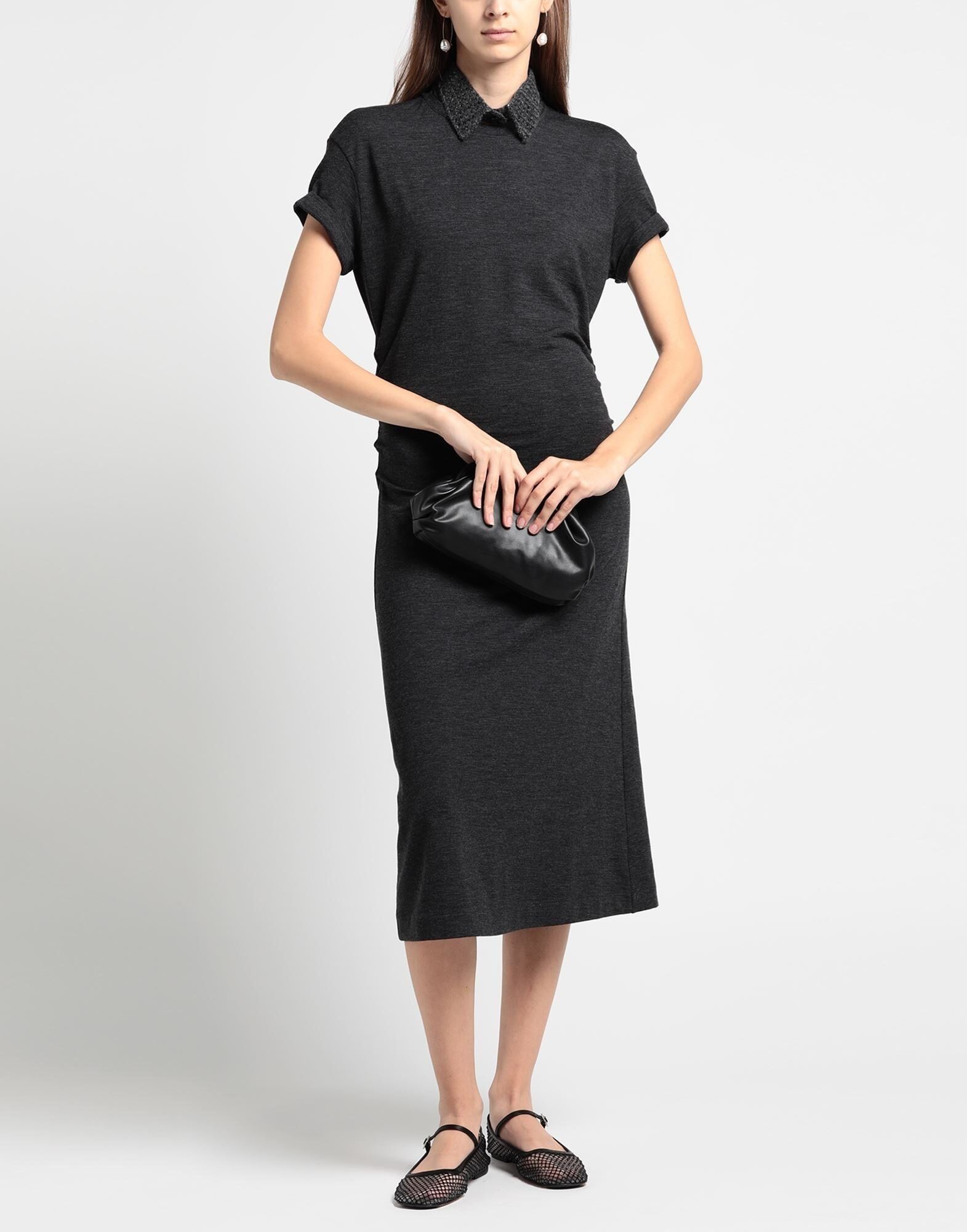 Brunello Cucinelli o1la1rc1a0325 Midi Dress in Black Size XL / US 12-14 / IT 48-50 - 3 Thumbnail