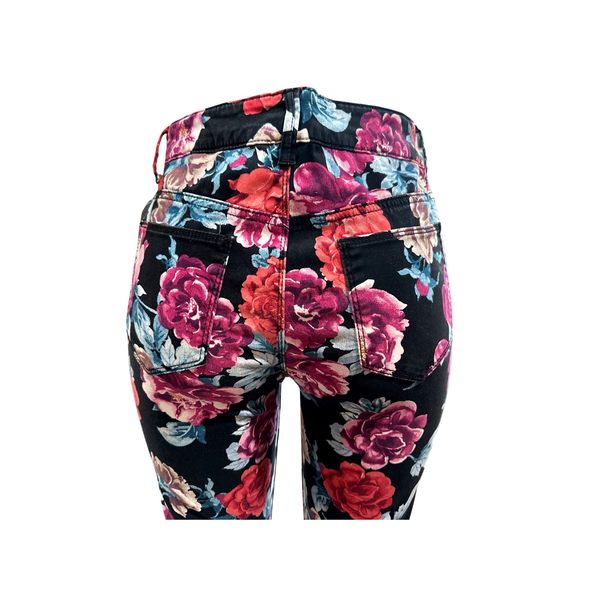 Chicos Chicos Floral Skinny Jeggings Pants Ankle Black Red Vibrant Size 27" / US 4 / IT 40 - 5 Thumbnail