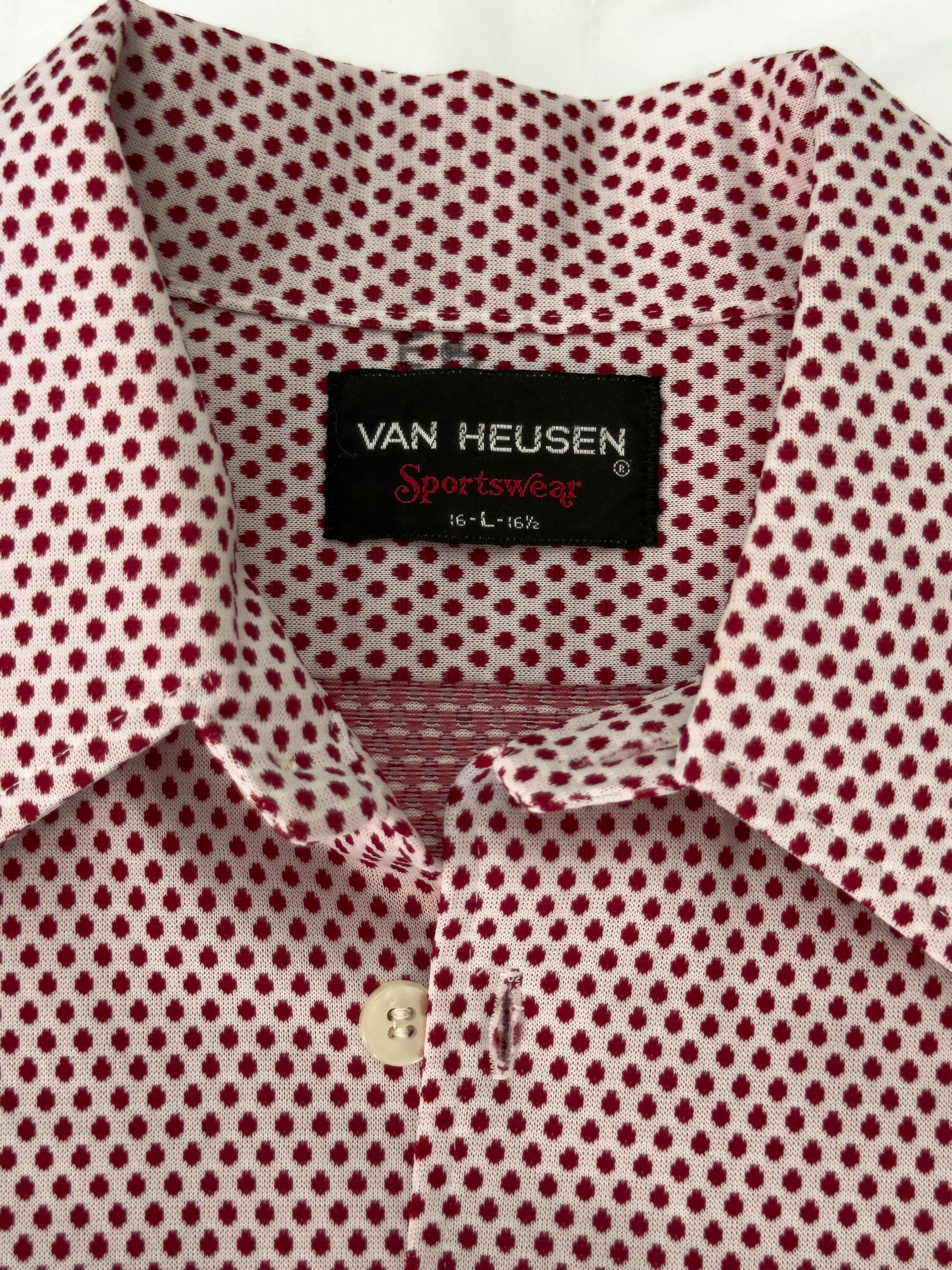 Van Heusen Vintage Van Heusen 70s Red Polka Dot Long Sleeve Button Up Size US L / EU 52-54 / 3 - 5 Thumbnail