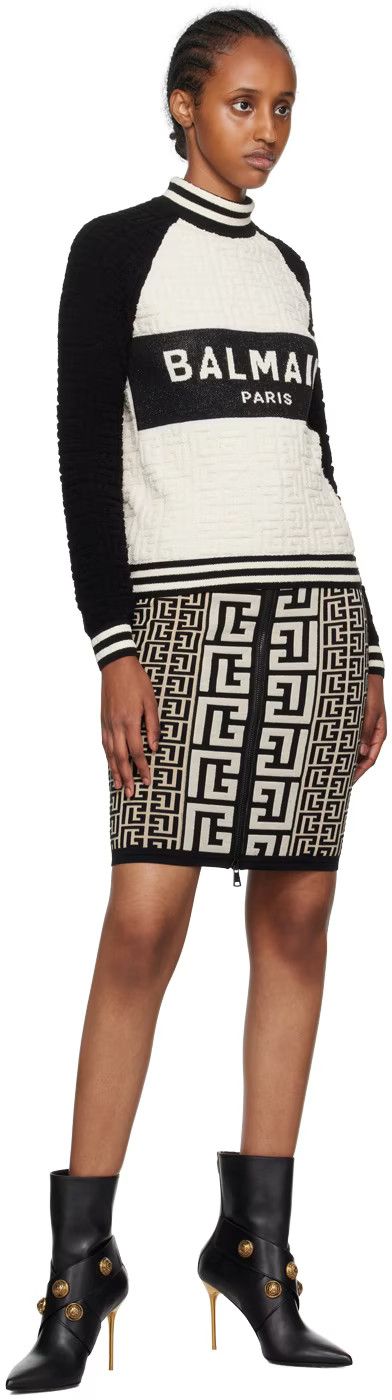 Balmain o1y0625 Midi Skirt in Black/White Size 32" / US 10 / IT 46 - 4 Thumbnail