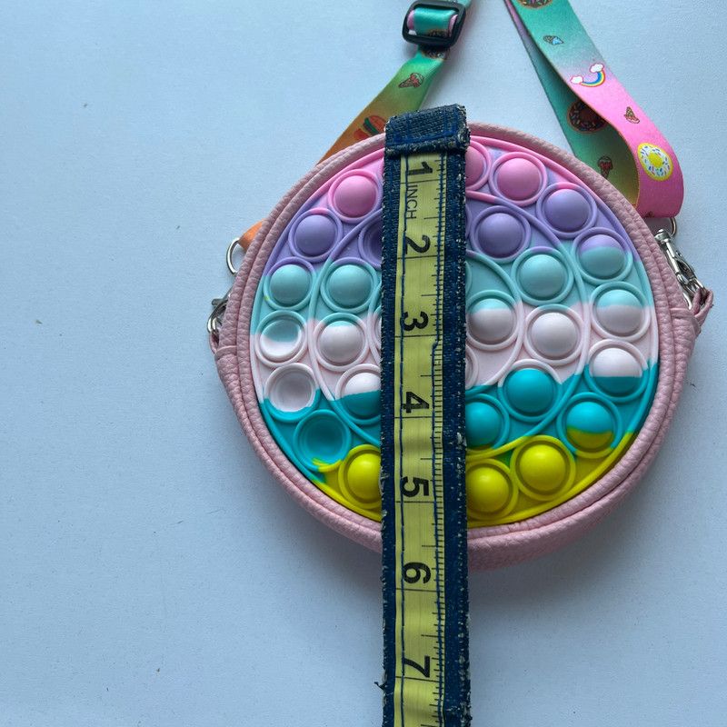 Designer Circular Crossbody Bag with Pop-it Sensory Design 8 Inch Size ONE SIZE - 3 Thumbnail