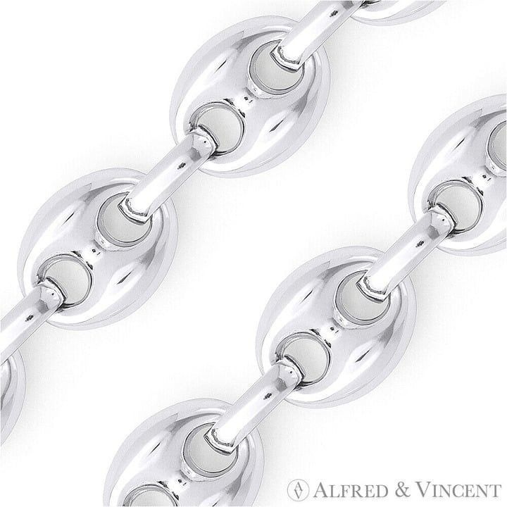 Other 11mm Puffed Mariner Chain Necklace in .925 Sterling Silver Size ONE SIZE - 2 Thumbnail