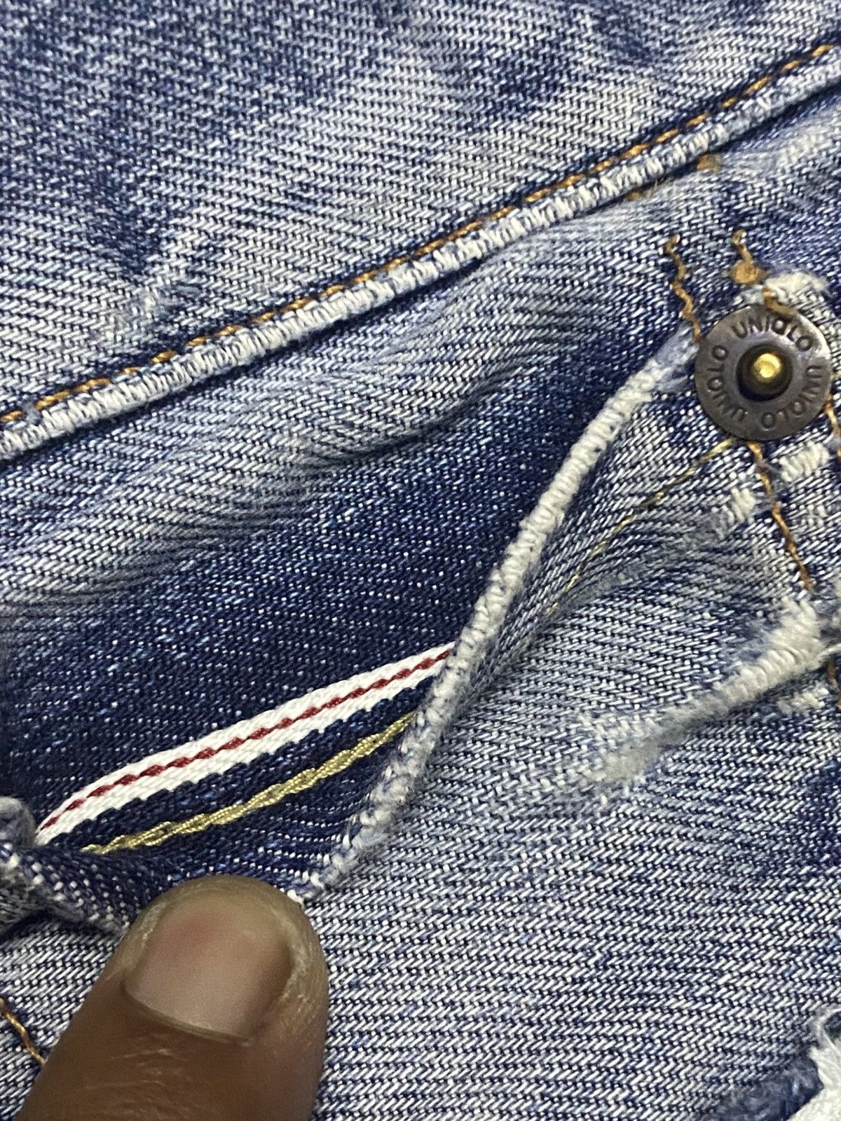 Japanese Brand Vintage japanese Uniqlo Blue Wash Grunge Selvedge Jeans Size US 34 / EU 50 - 10 Thumbnail