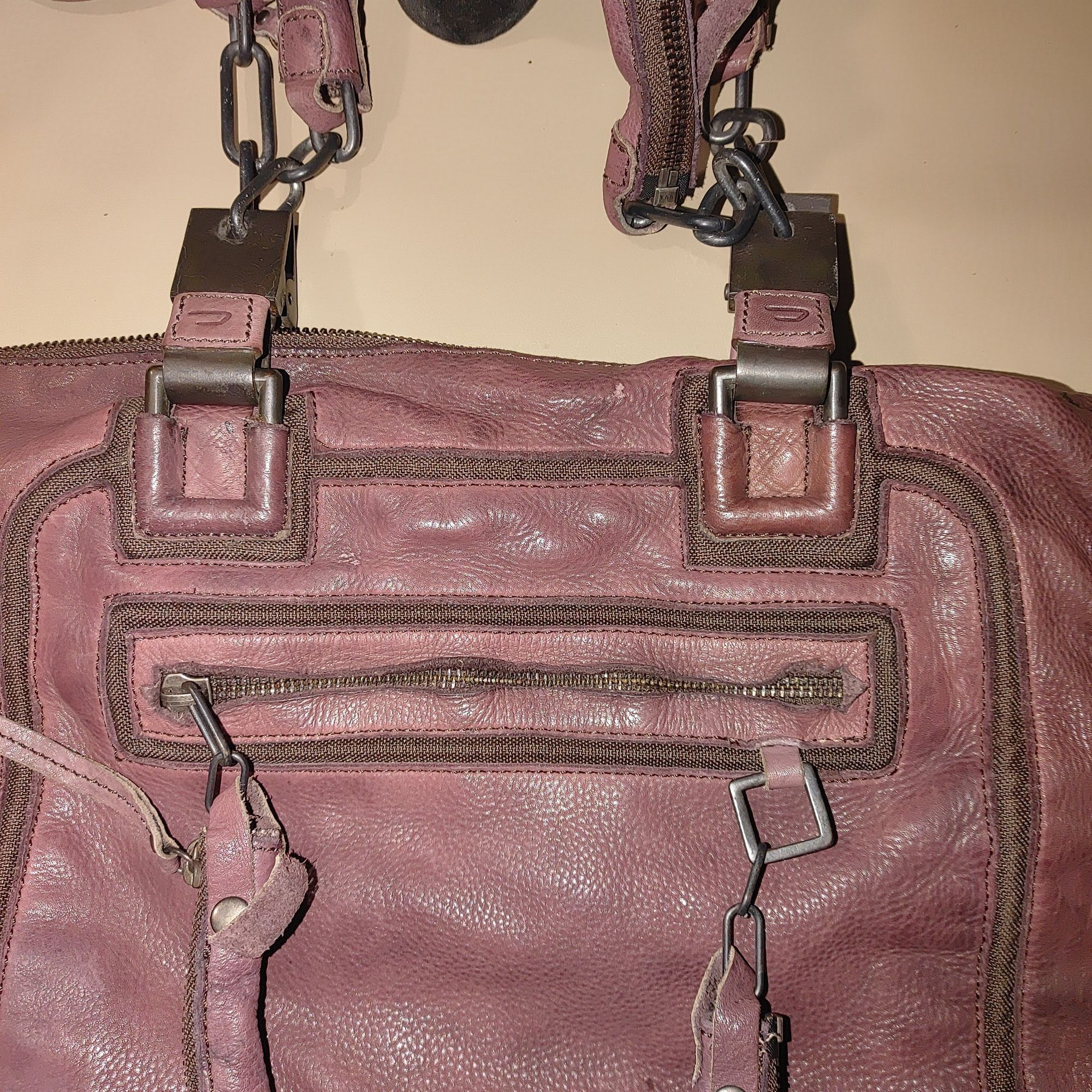 Diesel Diesel Vintage Leather Handbag Tote Purse Heavy Hardware Bur Size ONE SIZE - 18 Thumbnail