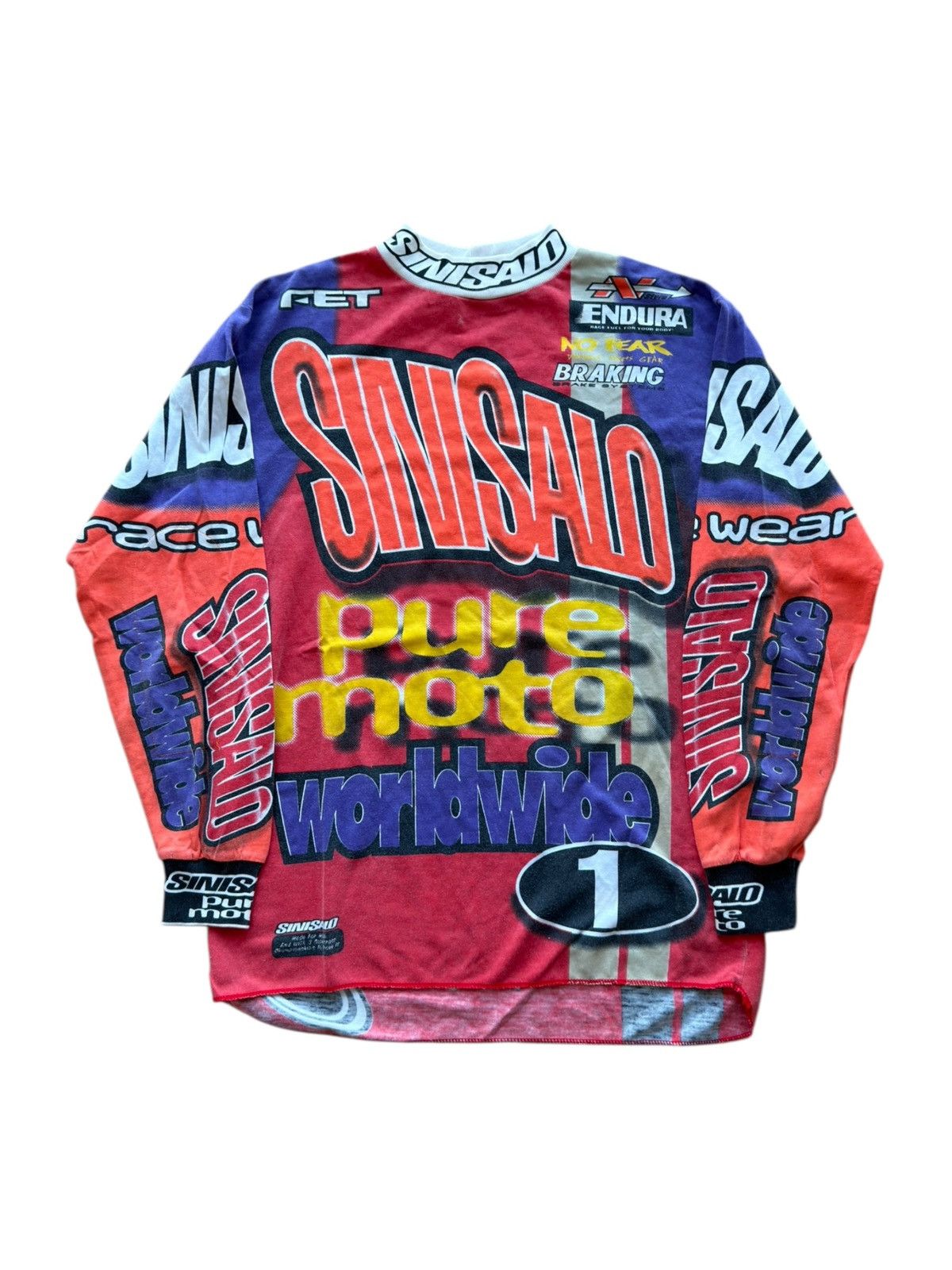 Honda *RARE* 90s VINTAGE JERSEY MOTOCROSS SINISALO AOP RARE Size US XL / EU 56 / 4 - 5 Thumbnail