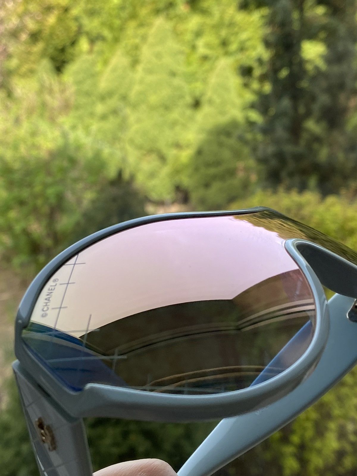 Chanel × Designer Chanel CC Ski Shield Sunglasses Turquoise Baby Blue mirror Size ONE SIZE - 11 Thumbnail