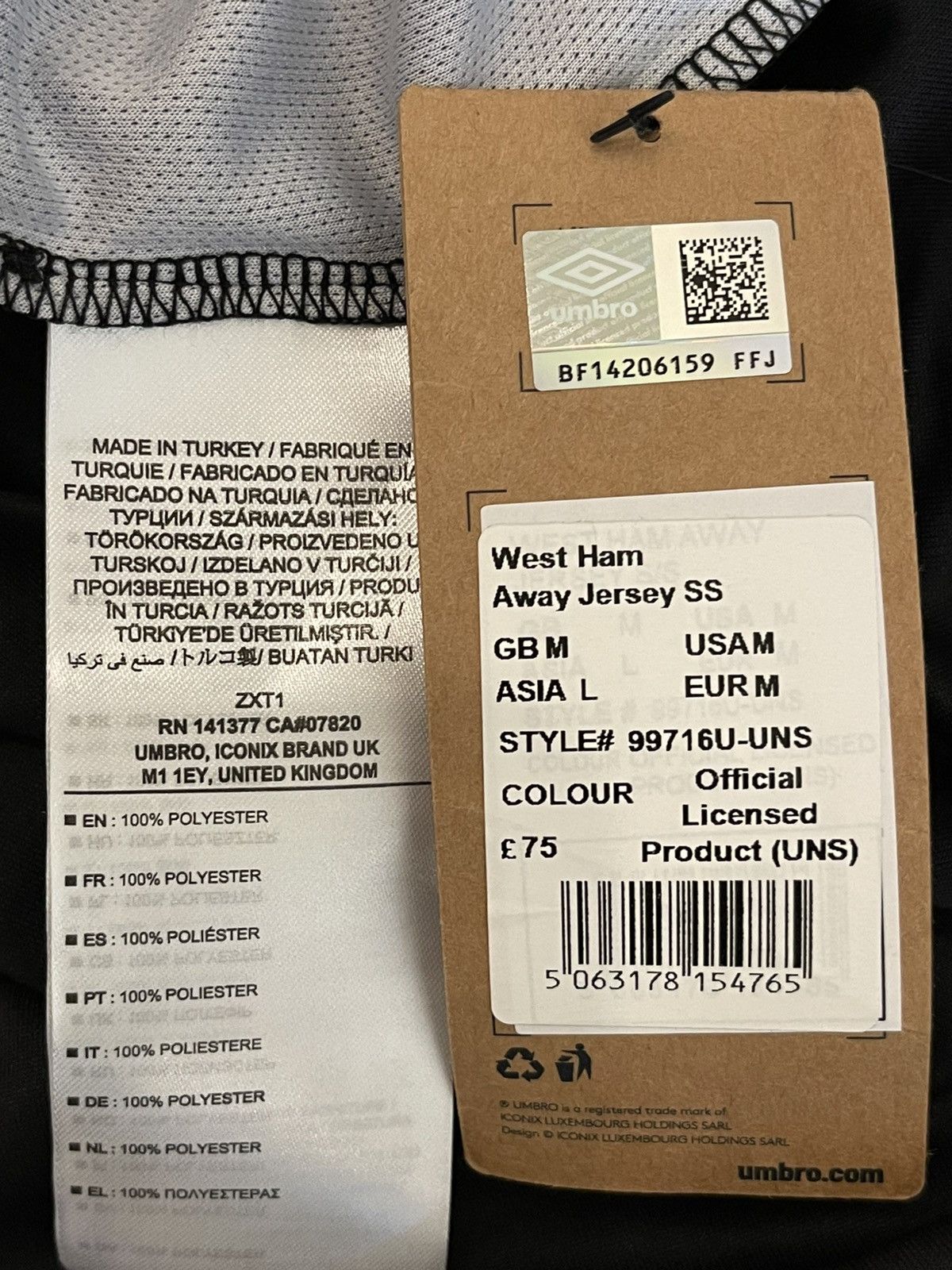 Umbro Umbro West Ham MOHAMMED KUDUS🇬🇭 2024/25 away jersey Size US M / EU 48-50 / 2 - 3 Thumbnail