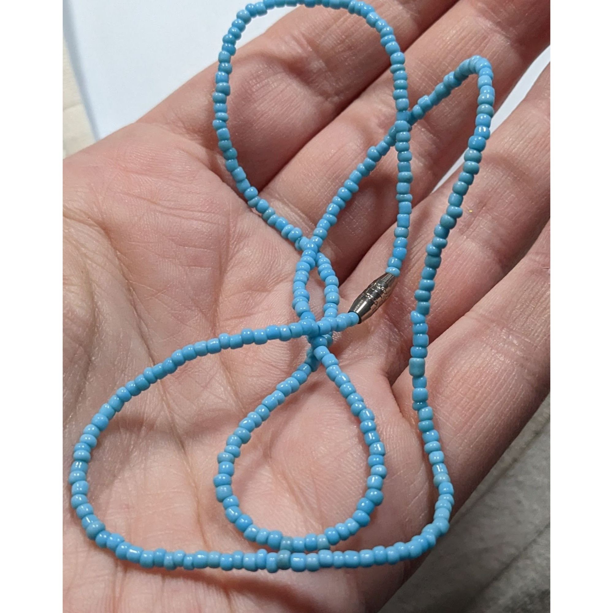 Handmade Handmade Light Blue Glass Seed Bead Necklace Size ONE SIZE - 3 Thumbnail