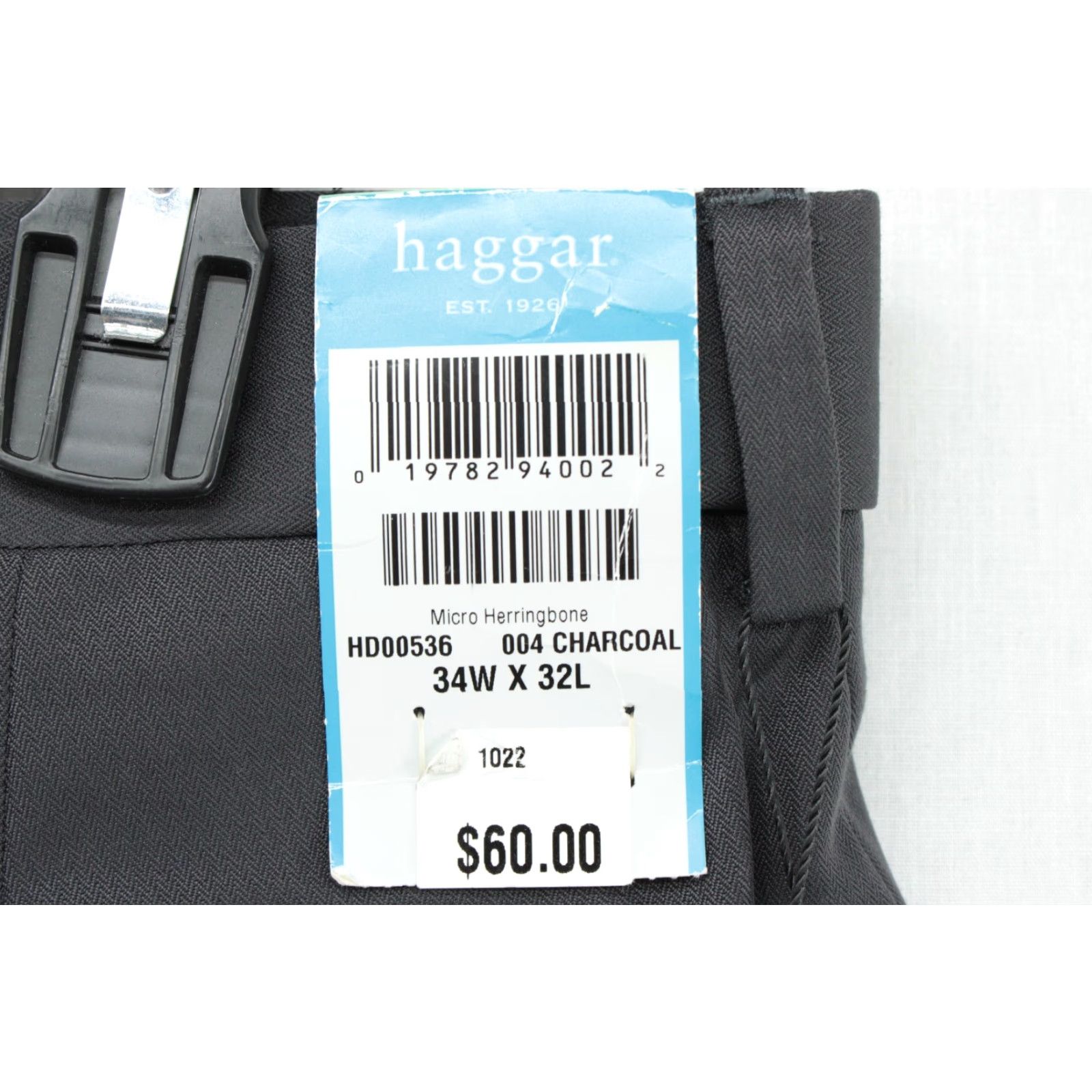 Haggar VINTAGE Haggar Pants Men's 34x32 Black Slacks Straight Chino Micro Herringbone NWT Size US 34 / EU 50 - 5 Thumbnail