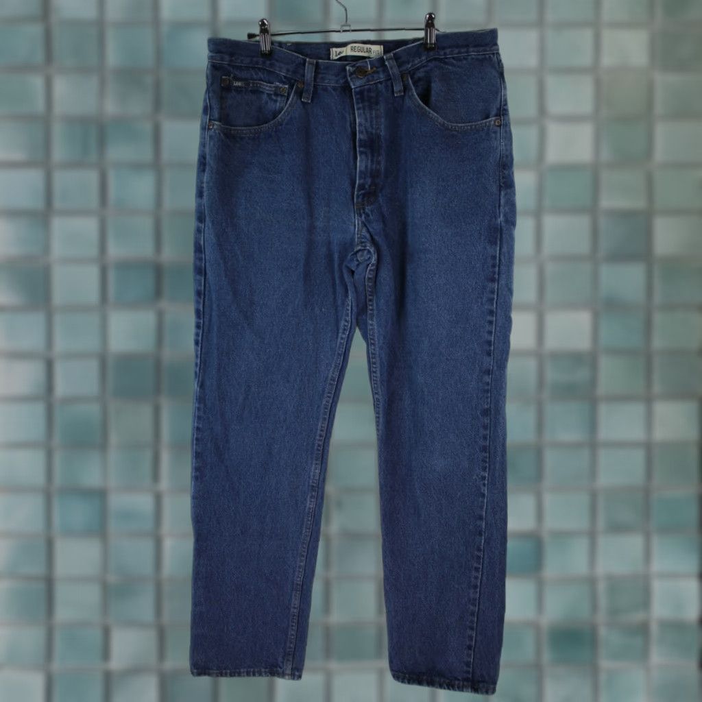 Lee Lee Men's Blue Denim Jeans, Regular Fit Straight Leg, Size 36X34, Casual, Solid Pattern Size US 34 / EU 50 - 1 Thumbnail