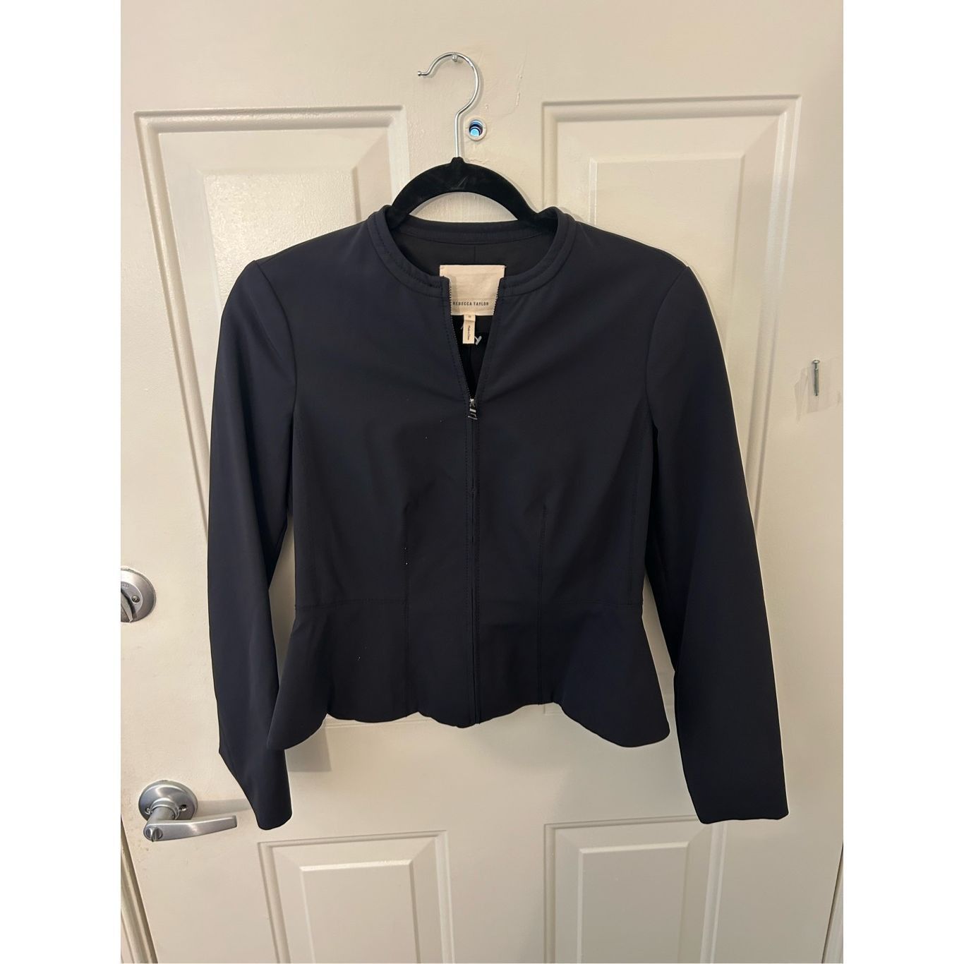 Rebecca Taylor Rebecca Taylor Ava Zip-Front Peplum Jacket in Black, Sz 0, M Size XS / US 0-2 / IT 36-38 - 8 Thumbnail
