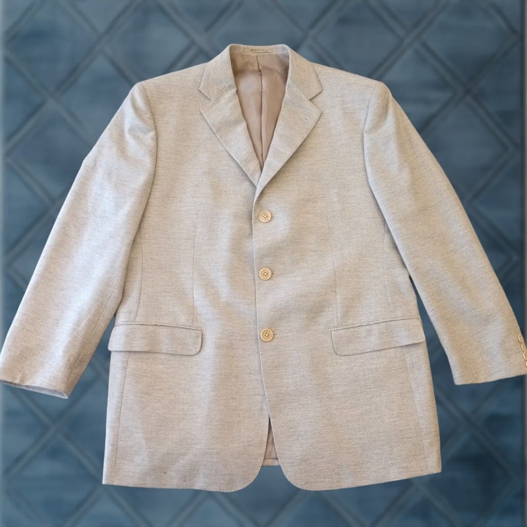 Lubiam Lubiam Blazer Mens 52 Gray Silk Wool Blend Three Button Double Vent Notch Lapel Dry Clean Only Solid 2 Piece Vintage No Mens Size 52R - 1 Thumbnail
