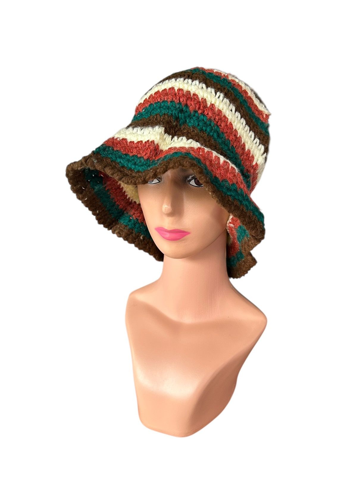 Japanese Brand × Kapital × Vintage Crochet Knitted Handmade big Bucket Hats Size ONE SIZE - 3 Thumbnail