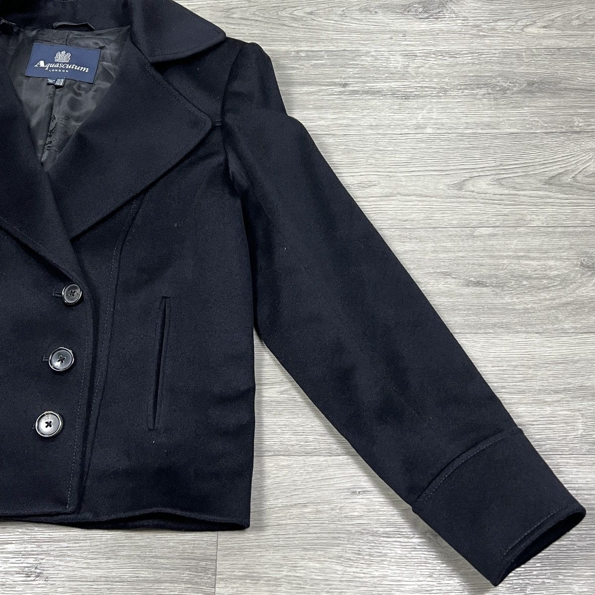 Aquascutum Aquascutum Black Double Breasted Wool Peacoat Jacket Size XL / US 12-14 / IT 48-50 - 6 Thumbnail