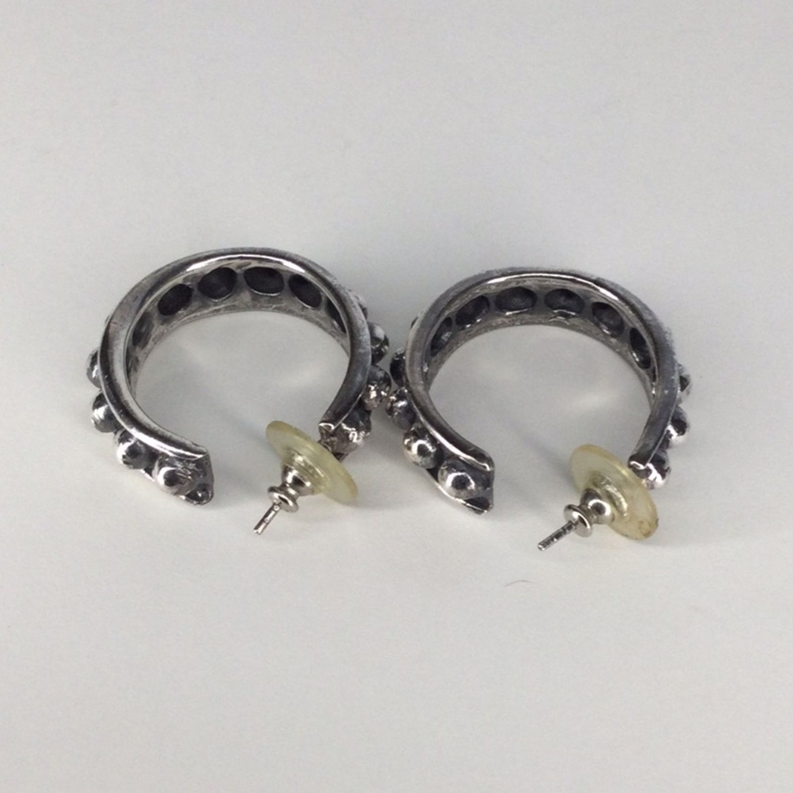 Other Silver & Black Tone Retro 1990's Stud Hoop Earrings Size ONE SIZE - 5 Thumbnail