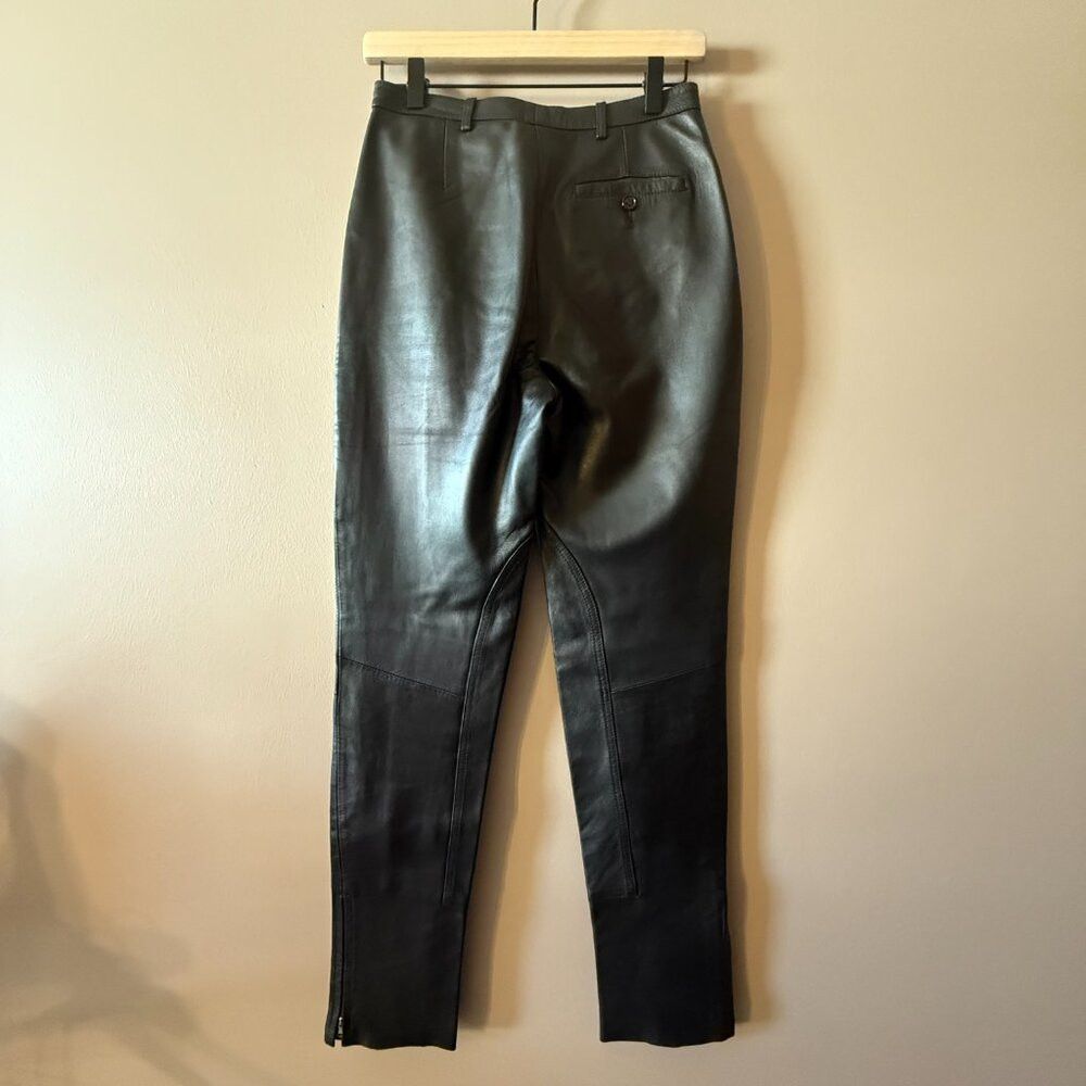 Donald Pliner Donald J Pliner Black Real Leather High Rise Ankle Zip Pant Size 27" / US 4 / IT 40 - 3 Thumbnail