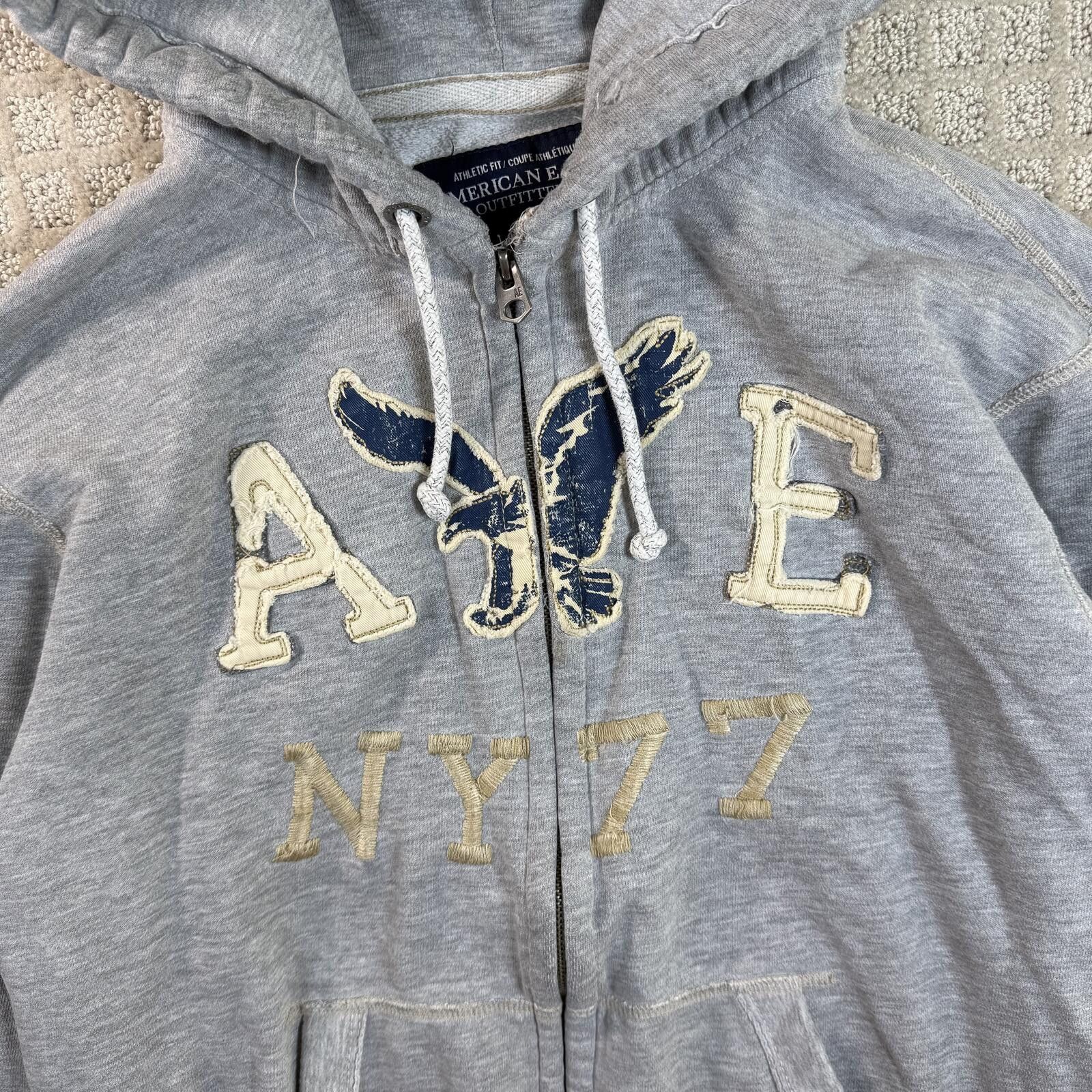 American Eagle Outfitters Y2K American Eagle NY77 Zip Up Hoodie Large Size US L / EU 52-54 / 3 - 2 Thumbnail