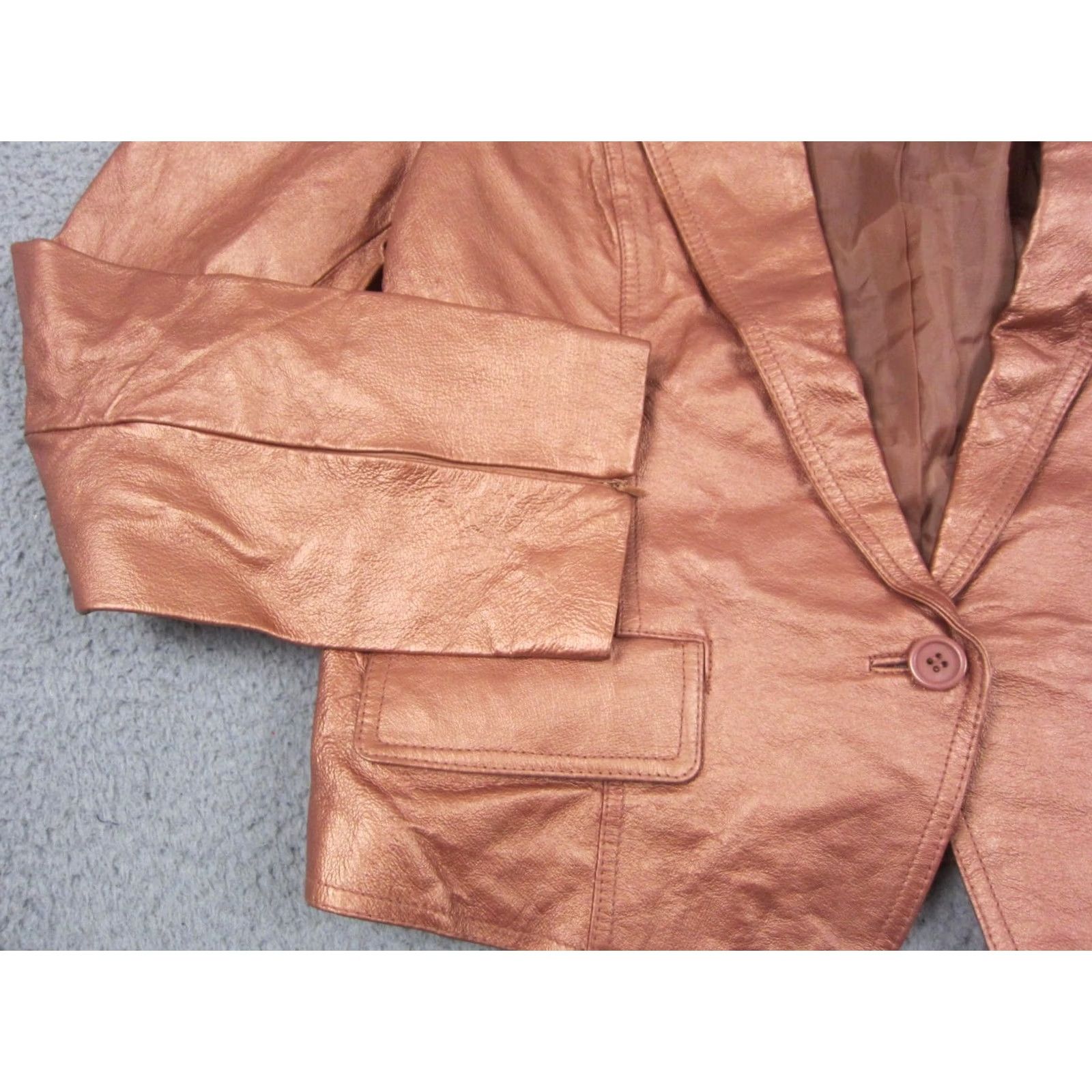 Vintage VINTAGE metrostyle Jacket Womens Size 16 Brown Copper Metallic Leather Cropped 90s Jacket Womens Mens Girls Size XXL / US 16-18 / IT 52-54 - 5 Thumbnail