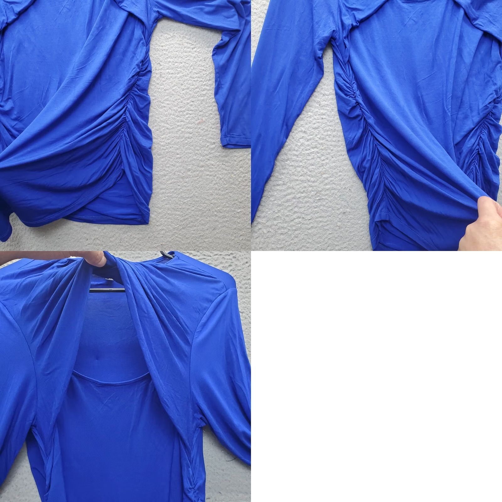 DKNY DKNY Blouse Top Womens Size L Blue Ruched Pleated Stretch Neck Round Casual Shirt Size L / US 10 / IT 46 - 8 Thumbnail