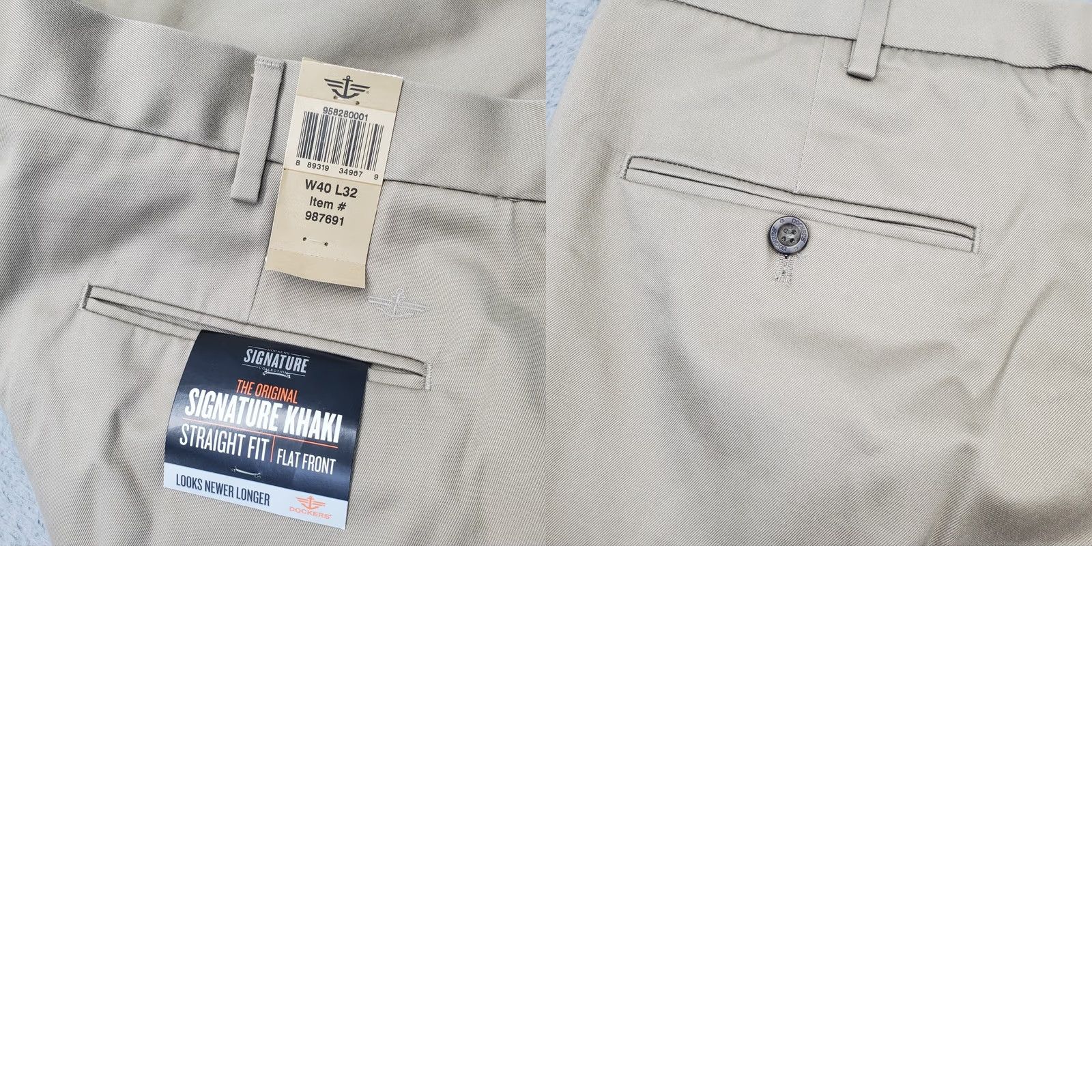 Dockers DOCKERS Mens Khakis Pants 40x32 Tan Flat Front Straight Fit Outdoor Casual Size US 40 / EU 56 - 8 Thumbnail