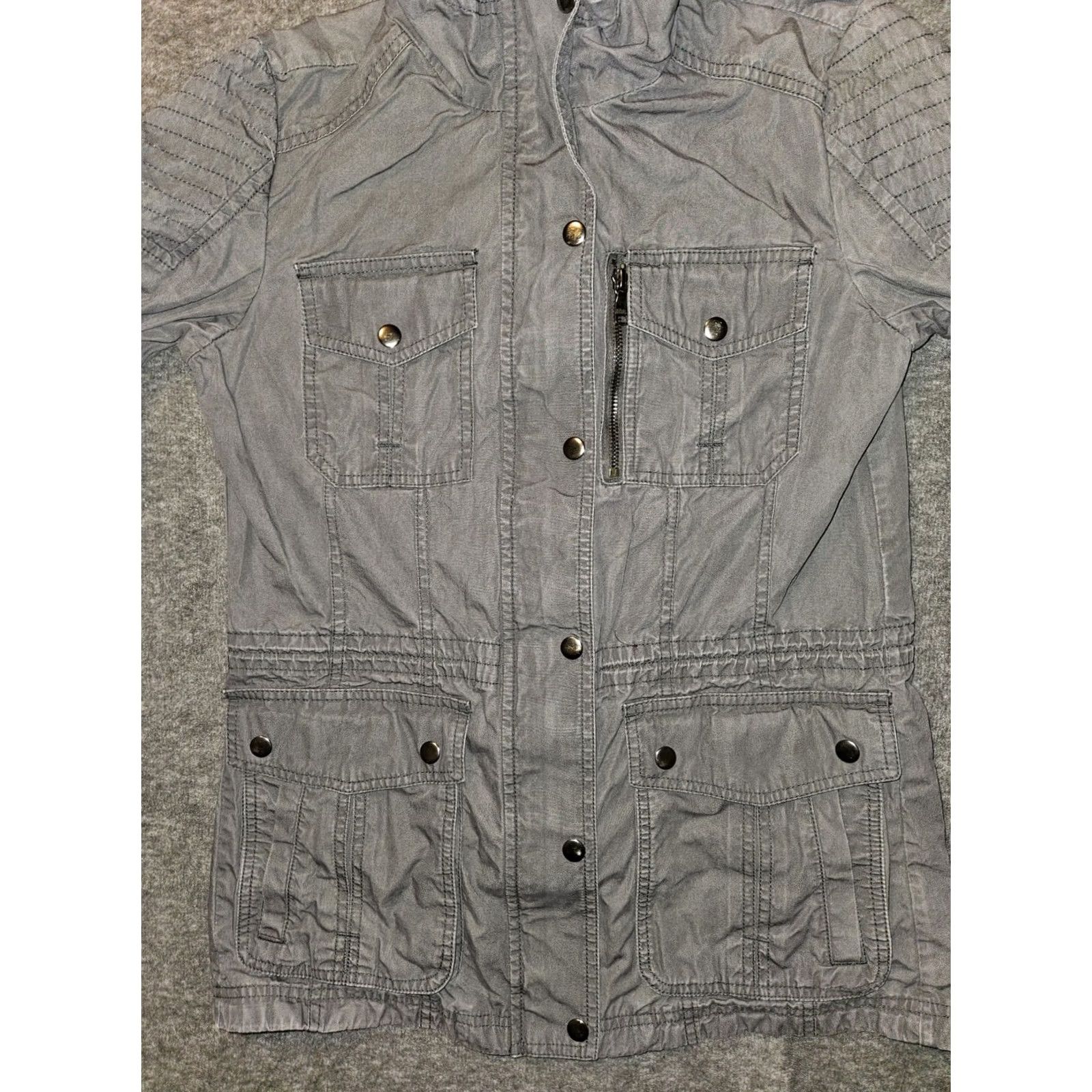 Banana Republic VINTAGE Banana Republic Military Jacket Women's Small Gray Full Zip Snap Size S / US 4 / IT 40 - 6 Thumbnail