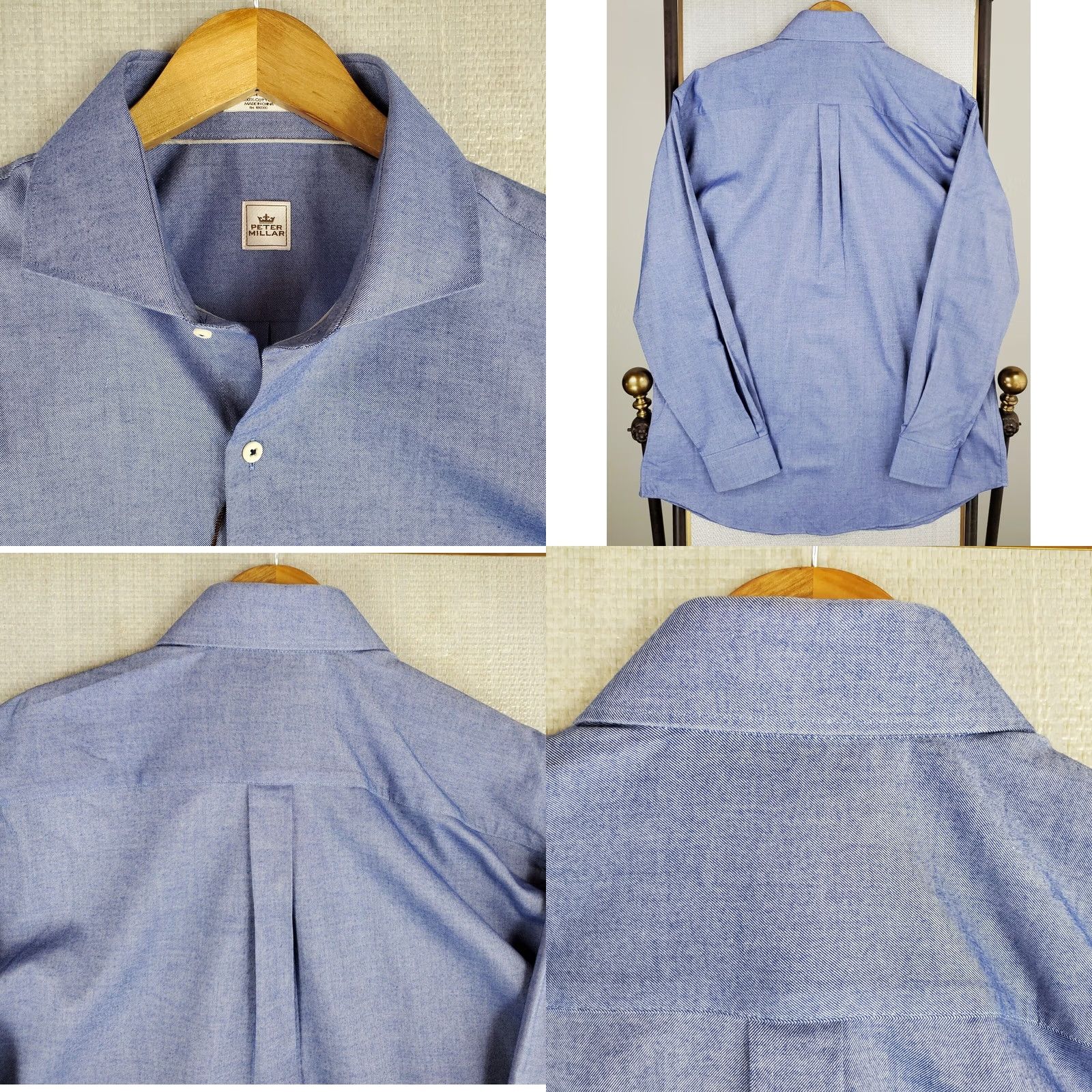 Peter Millar PETER MILLAR Shirt XL Blue Cotton Melange Twill Deadstock NEW 45 Mens Size US XL / EU 56 / 4 - 8 Thumbnail