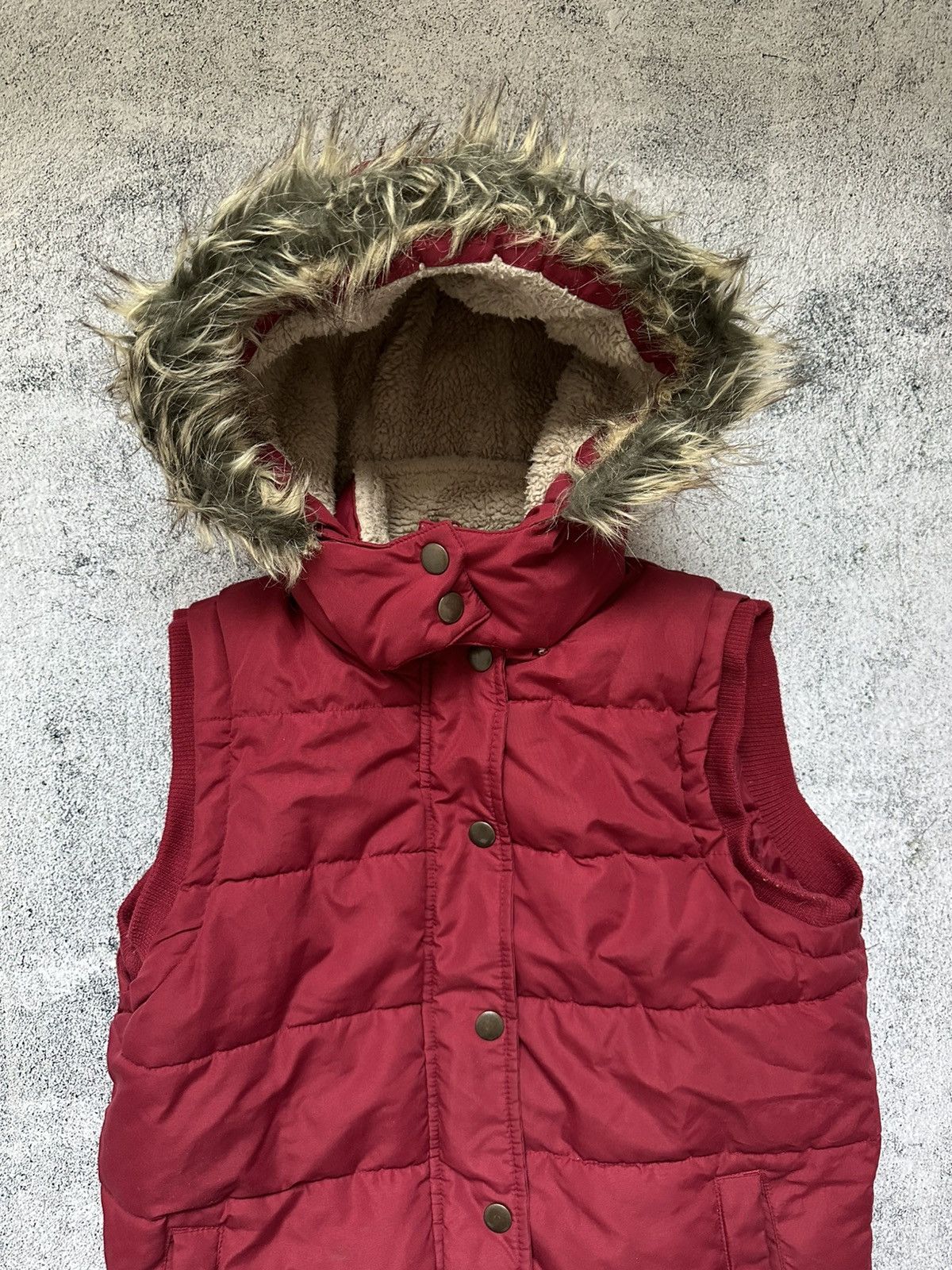 Japanese Brand Faux Fur Vest Y2K Style Women's Red Pockets Size M / US 6-8 / IT 42-44 - 5 Thumbnail