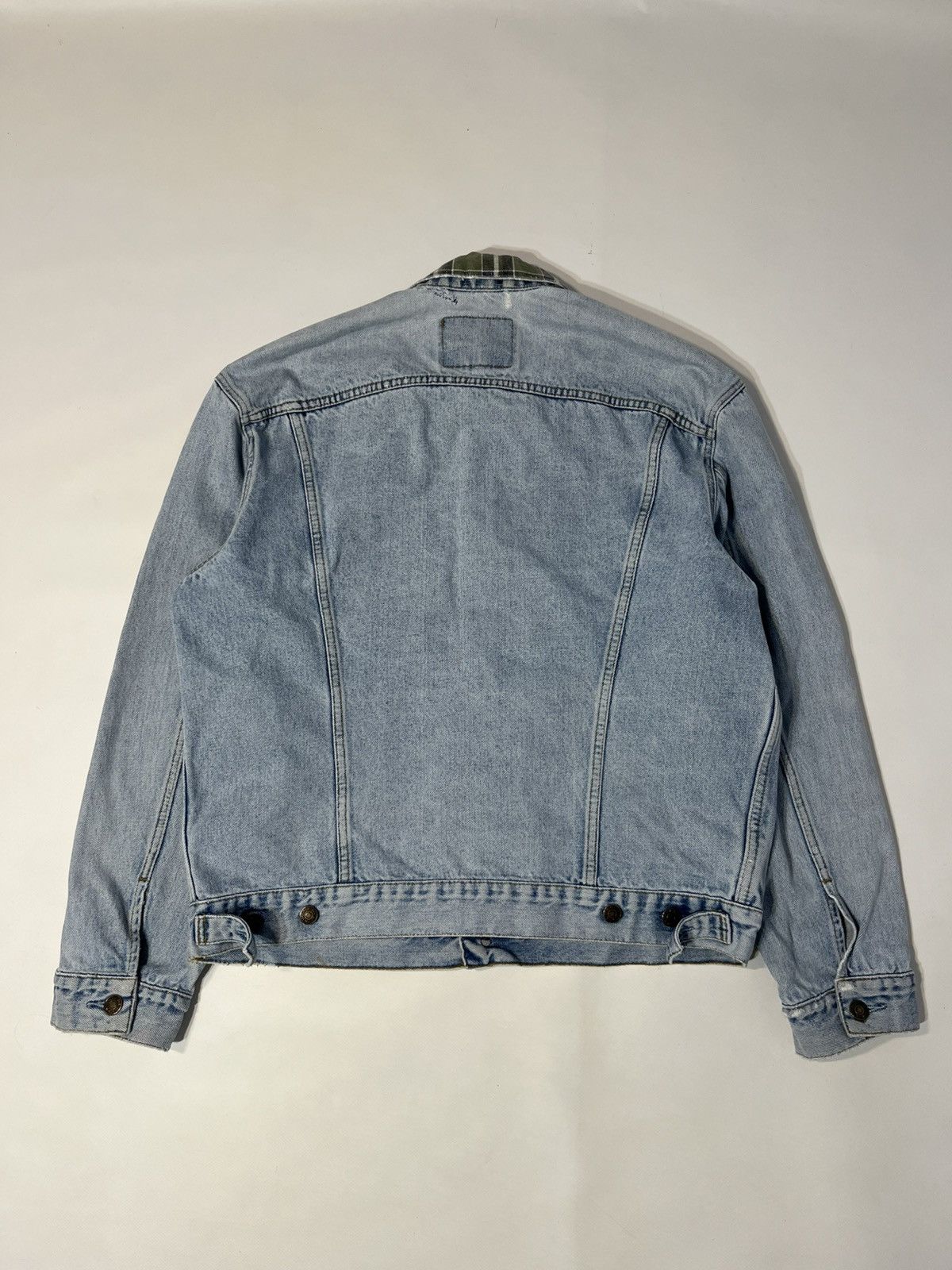 Levi's × Levi's Vintage Clothing × Vintage RARE Vintage 90s Levis Y2K Collar Plaid Denim Jacket Size US XL / EU 56 / 4 - 11 Thumbnail