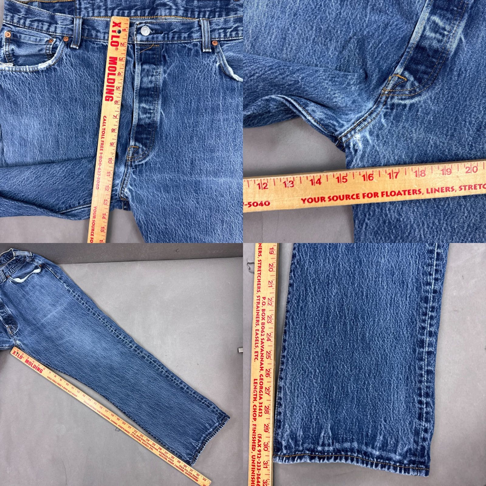 Levi's Levi's 501 Jeans Mens 42x32 Blue Distressed Button Fly Workwear Chore Pants Straight 5-Pocket Denim Regular Size Type: Jeans Size US 42 / EU 58 - 10 Thumbnail