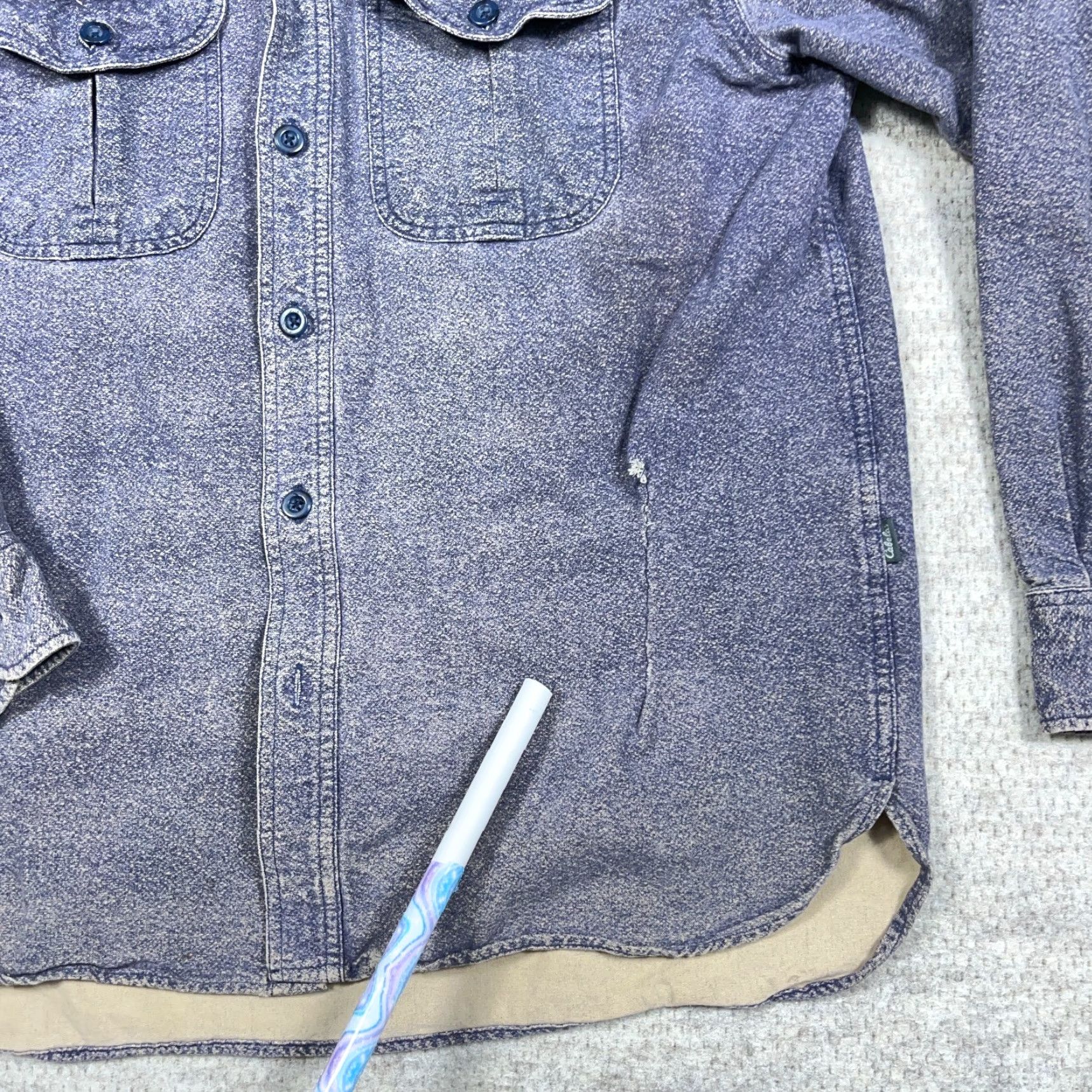 Vintage Cabelas Shirt Adult Large Blue Button Up Chamois Cloth Camp Shacket Faded Mens Size US L / EU 52-54 / 3 - 4 Thumbnail