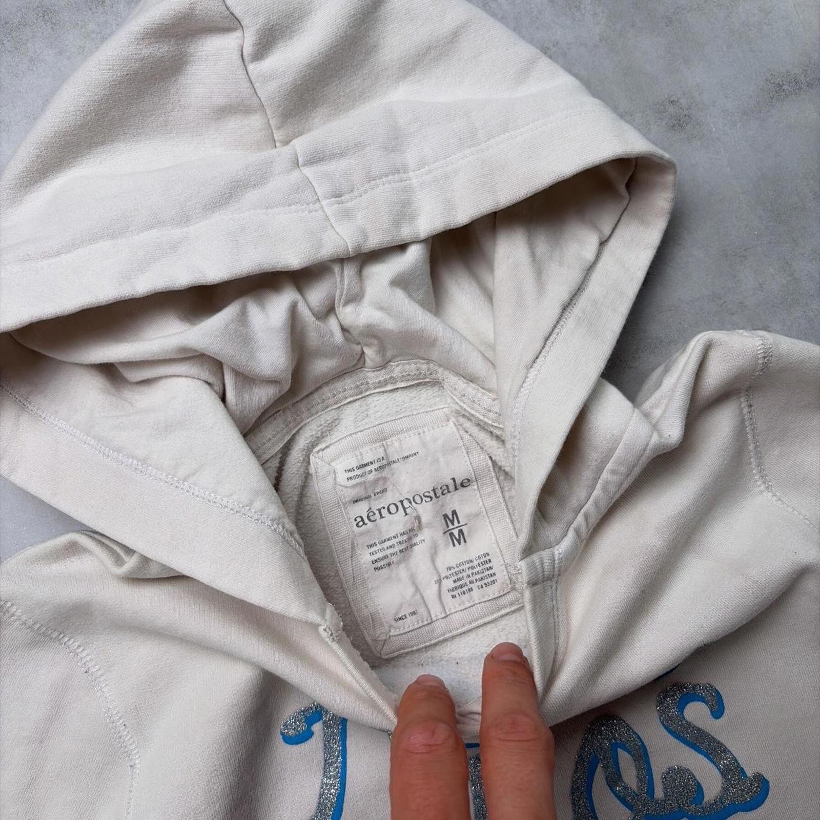 Aeropostale Y2K White Aeropostale Grunge Distressed Skater Hoodie Size M / US 6-8 / IT 42-44 - 5 Thumbnail