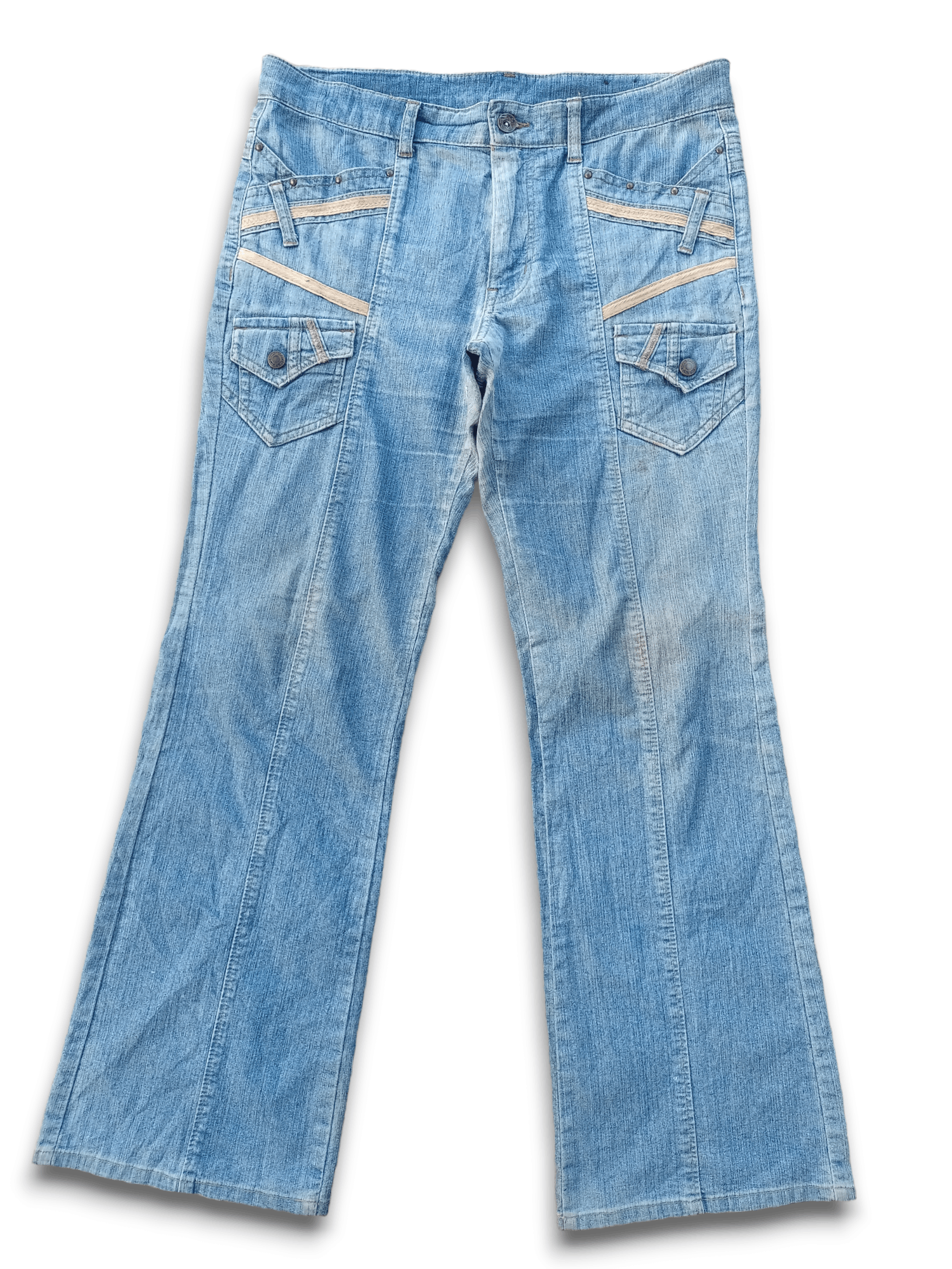Japanese Brand Vintage Japanese Brand Distressed Flare Denim Bush Pants Size US 33 - 1 Thumbnail